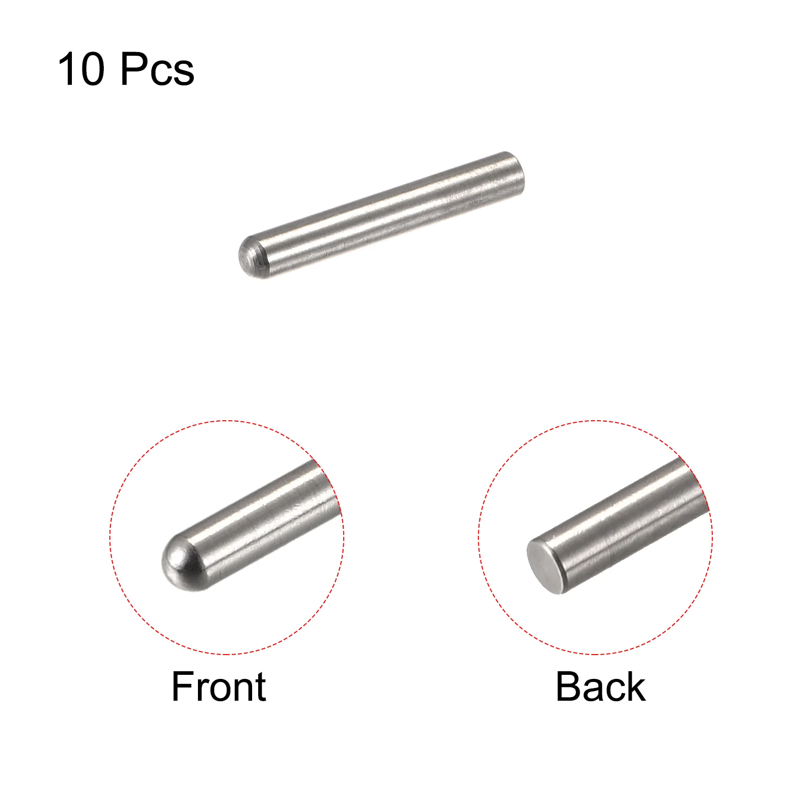 Uxcell 4x15mm Dowel Pins, 10pcs Round Head Flat Chamfered End Dowel Pin - Image 3