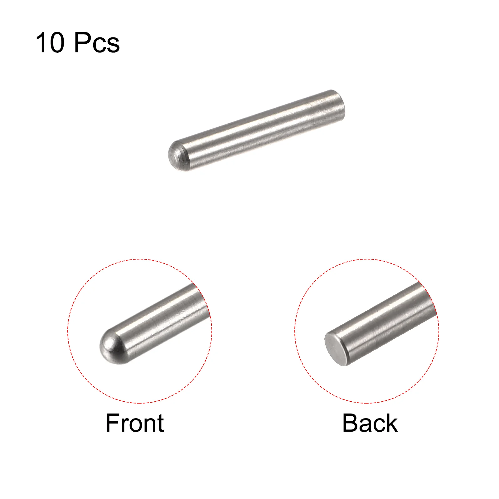 Uxcell 4x10mm Dowel Pins, 10pcs Round Head Flat Chamfered End Dowel Pin - Image 3
