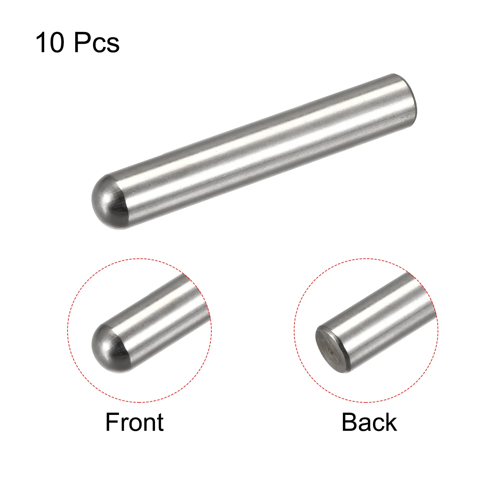 Uxcell 8x55mm Dowel Pins, 10pcs Round Head Flat Chamfered End Dowel Pin - Image 3