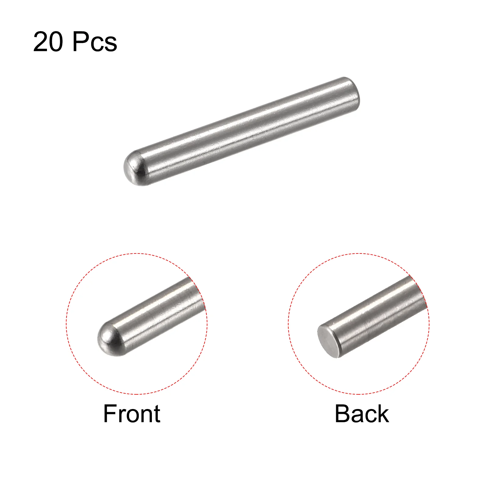 Uxcell 6x35mm Dowel Pins, 20pcs Round Head Flat Chamfered End Dowel Pin - Image 3