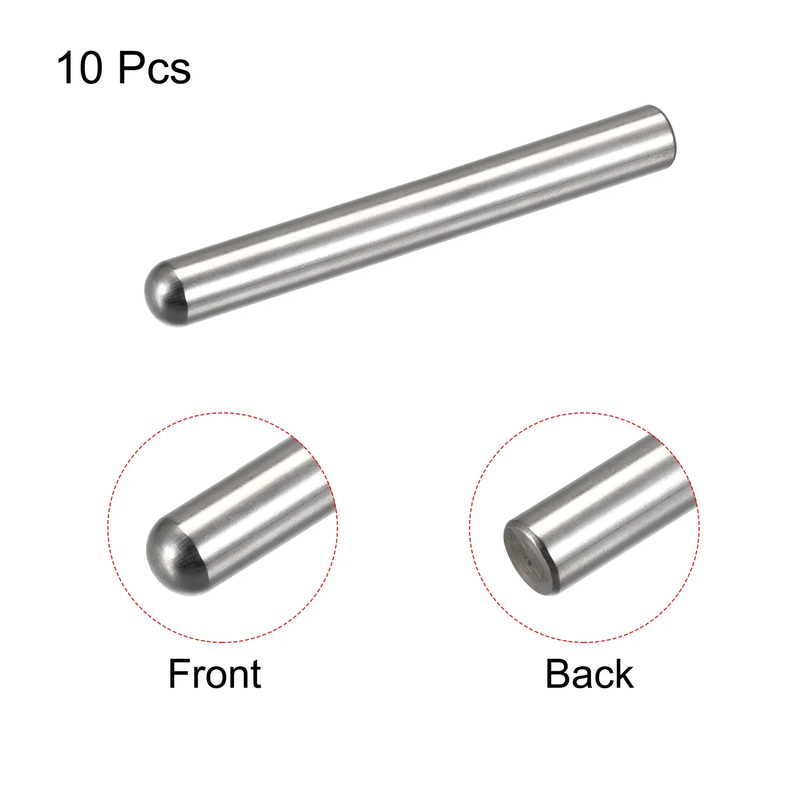 Uxcell 8x70mm Dowel Pins, 10pcs Round Head Flat Chamfered End Dowel Pin - Image 3