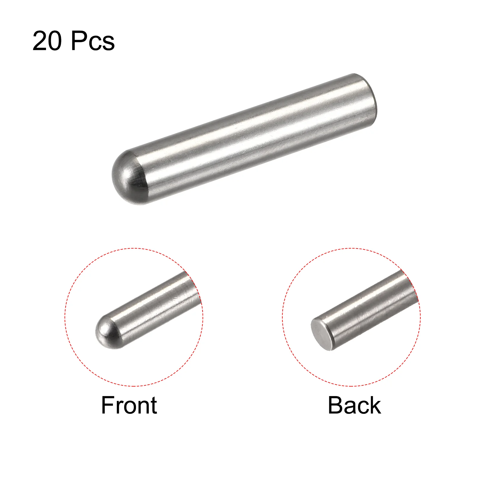 Uxcell 8x40mm Dowel Pins, 20pcs Round Head Flat Chamfered End Dowel Pin - Image 3