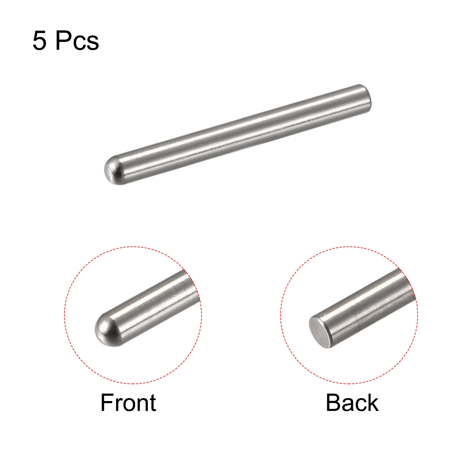 Uxcell 5x45mm Dowel Pins, 5pcs Round Head Flat Chamfered End Dowel Pin - Image 3