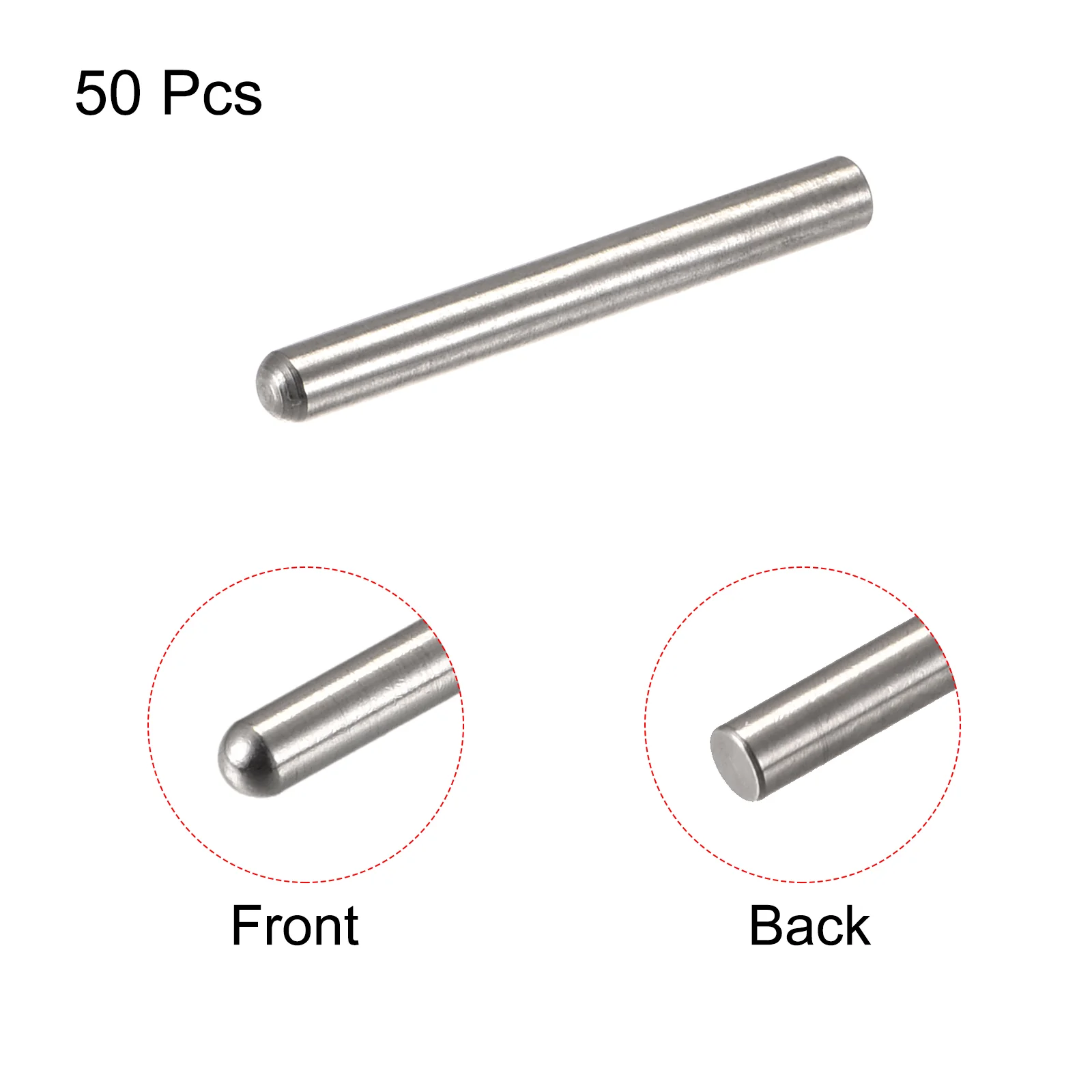 Uxcell 3x25mm Dowel Pins, 50pcs Round Head Flat Chamfered End Dowel Pin - Image 2