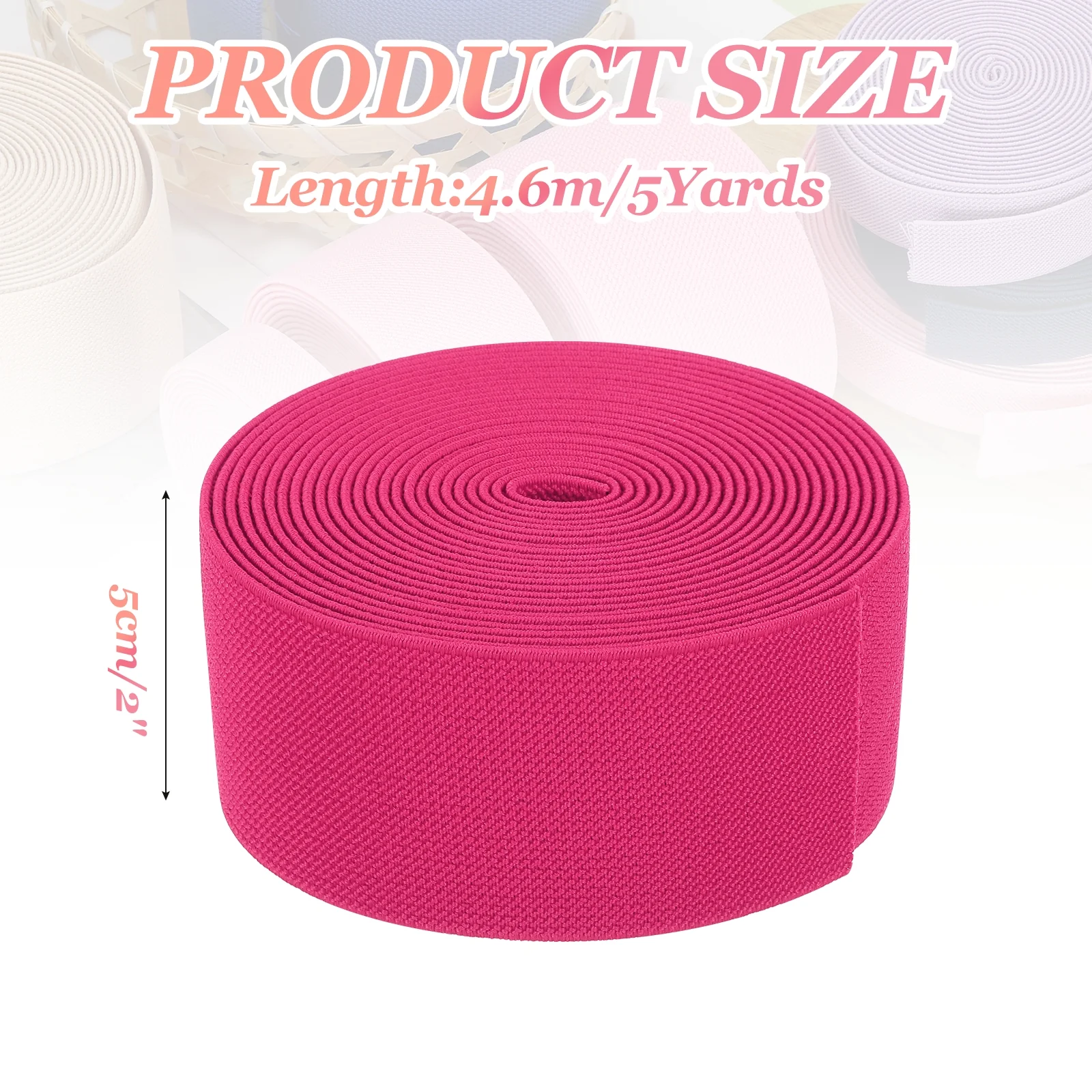 Elastic Bands for Sewing 2 Inch x 5 Yards Rose Red Knit Elastic Spool High Elasticity for Wigs, Waistband, Pants, Craft DIY Projects - Image 2