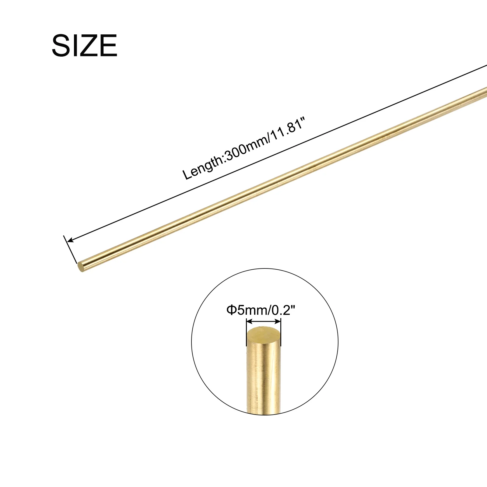 Uxcell 5mm x 300mm Brass Round Rod, Metal Solid Shaft Rods Lathe Bar 6pcs - Image 2