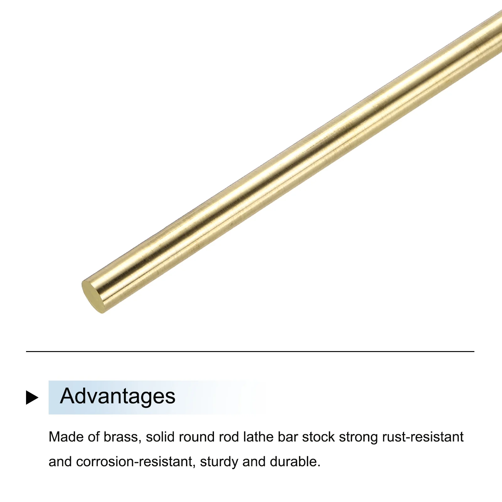Uxcell 9mm x 305mm Brass Round Rod, Metal Solid Shaft Rods Lathe Bar 2pcs - Image 4