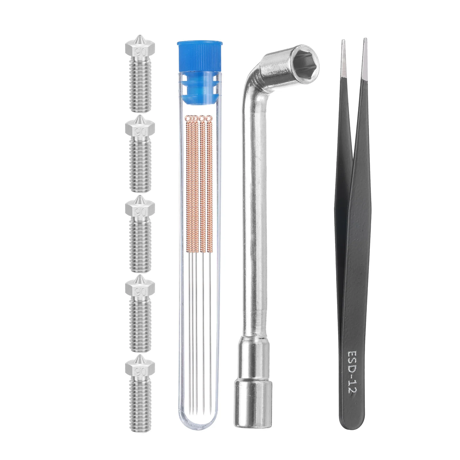 Uxcell 3D Nozzles Kit, 5pcs Stainless Steel Nozzles 0.6mm, Nozzle Cleaning Needles