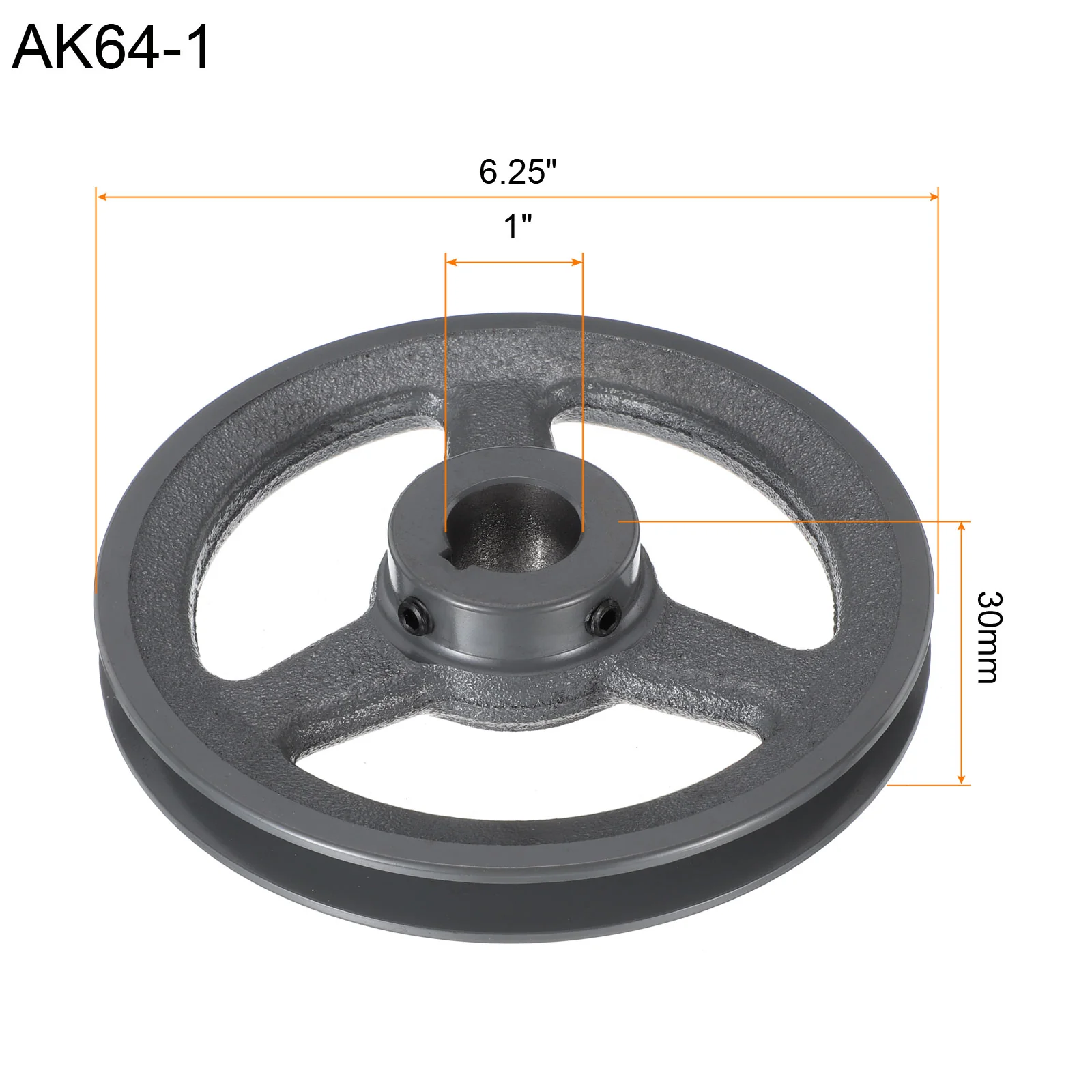 Uxcell AK64-1 V-Belt Sheave 1"Bore 6.25"OD Single Groove - Image 2