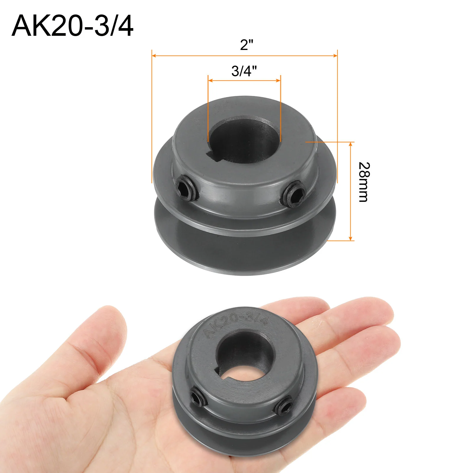 Uxcell AK20-3/4 V-Belt Sheave 3/4"Bore 2"OD Single Groove - Image 2