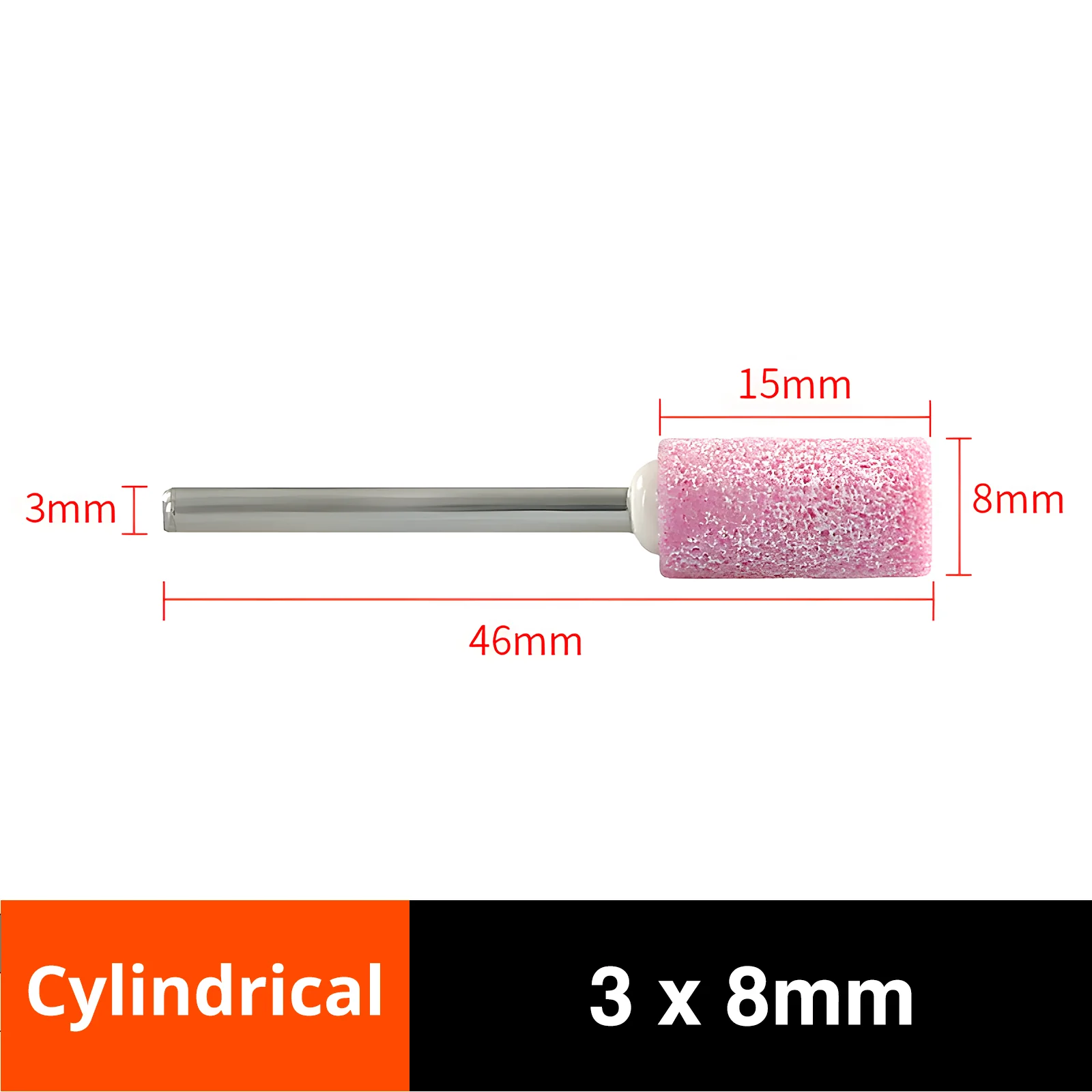 Grinding Head Red Alumina Cylindrical with Round Shank - Image 51