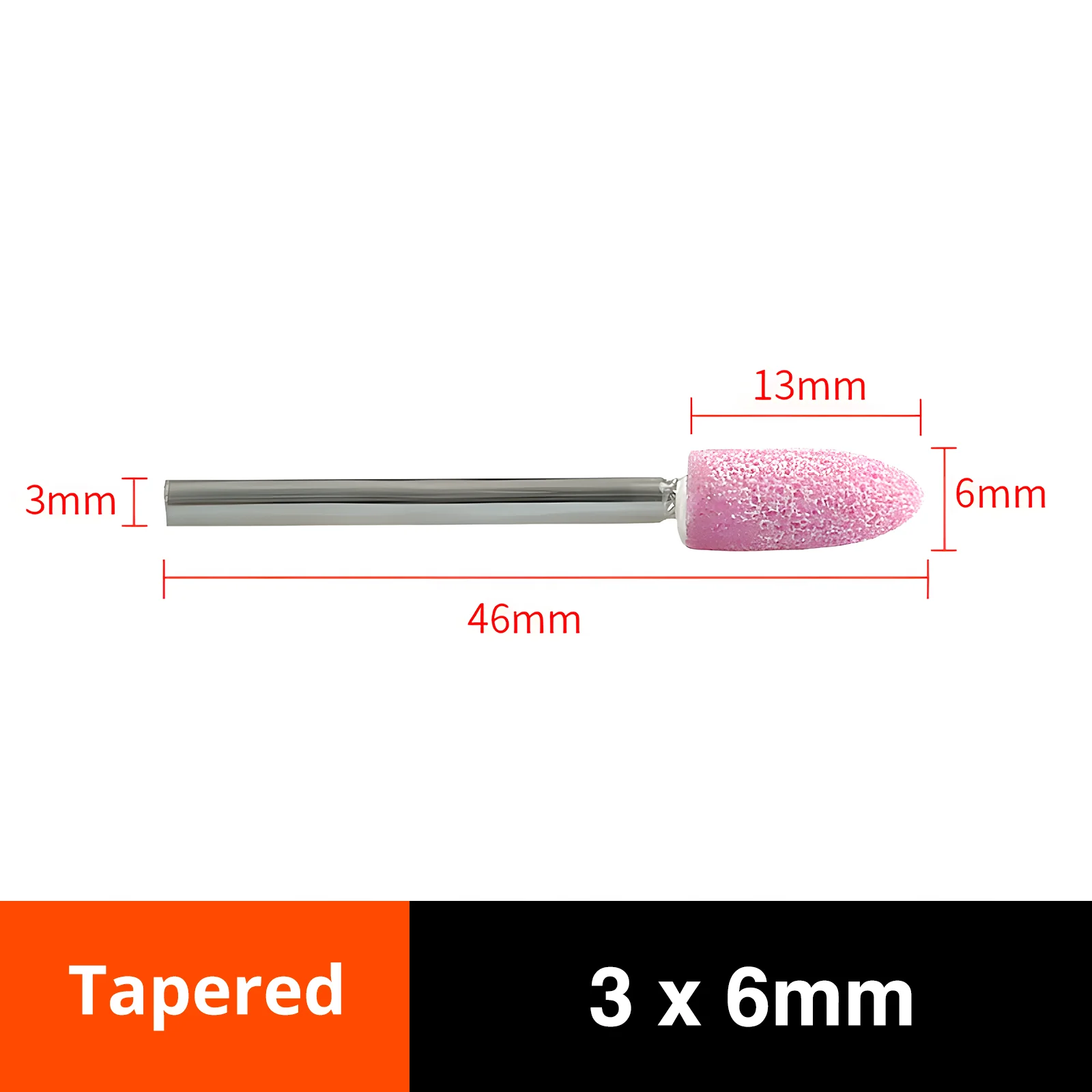 Grinding Head Red Alumina Tapered with Round Shank - Image 33