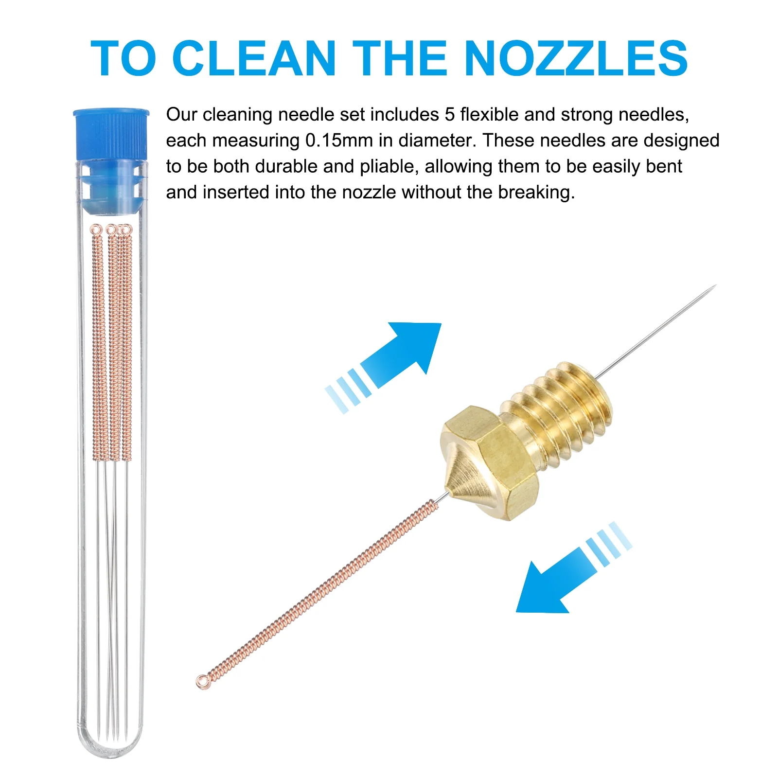 Uxcell 3D Nozzles Kit, 20pcs 3D Printer Brass Nozzles 1mm, 5pcs Cleaning Needles - Image 4