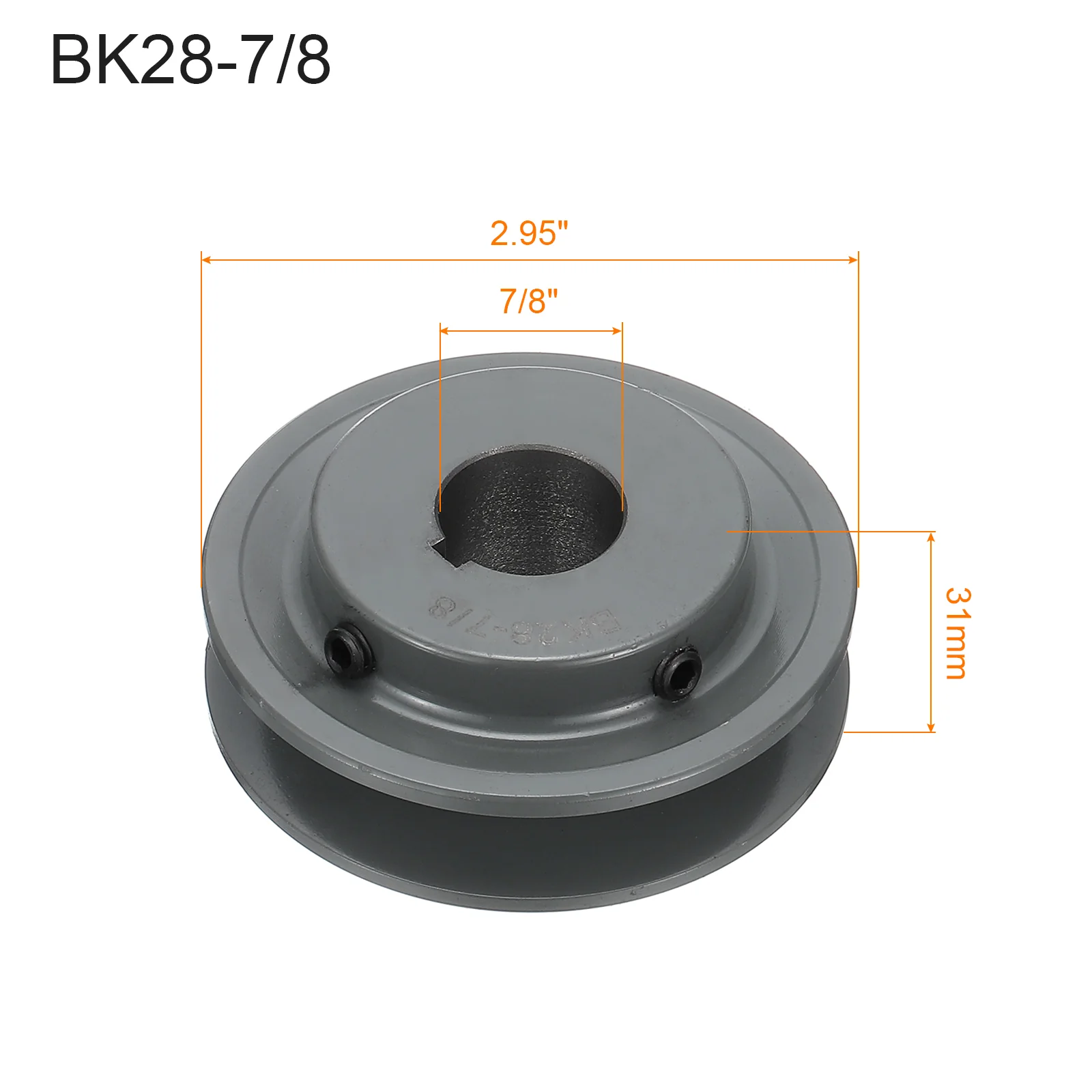 Uxcell BK28-7/8 V-Belt Sheave 7/8"Bore 2.95"OD Single Groove for 3L or B Belt - Image 2