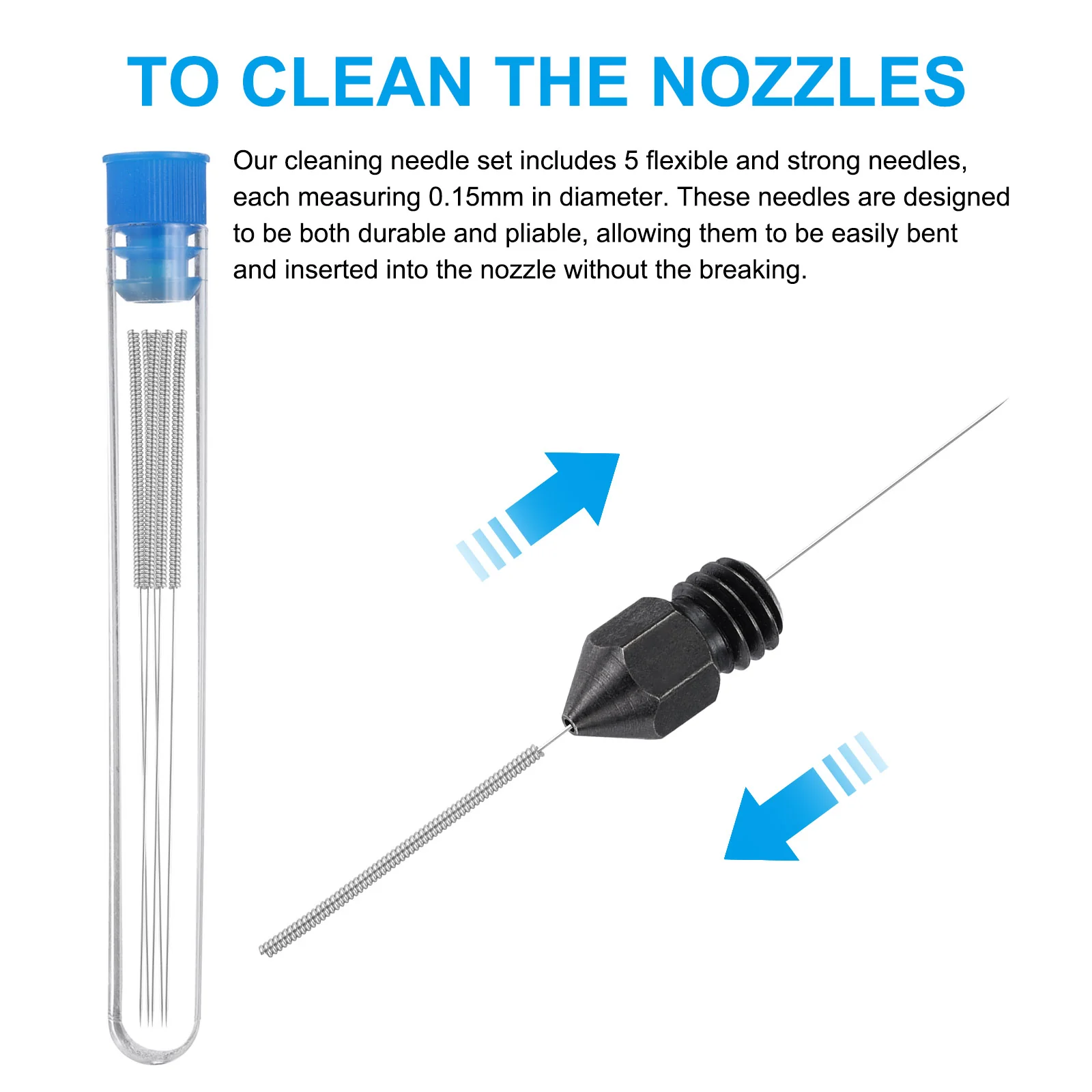 Uxcell 3D Nozzles Kit, Hardened Steel Nozzles 0.4mm, Nozzle Cleaning Needles - Image 4
