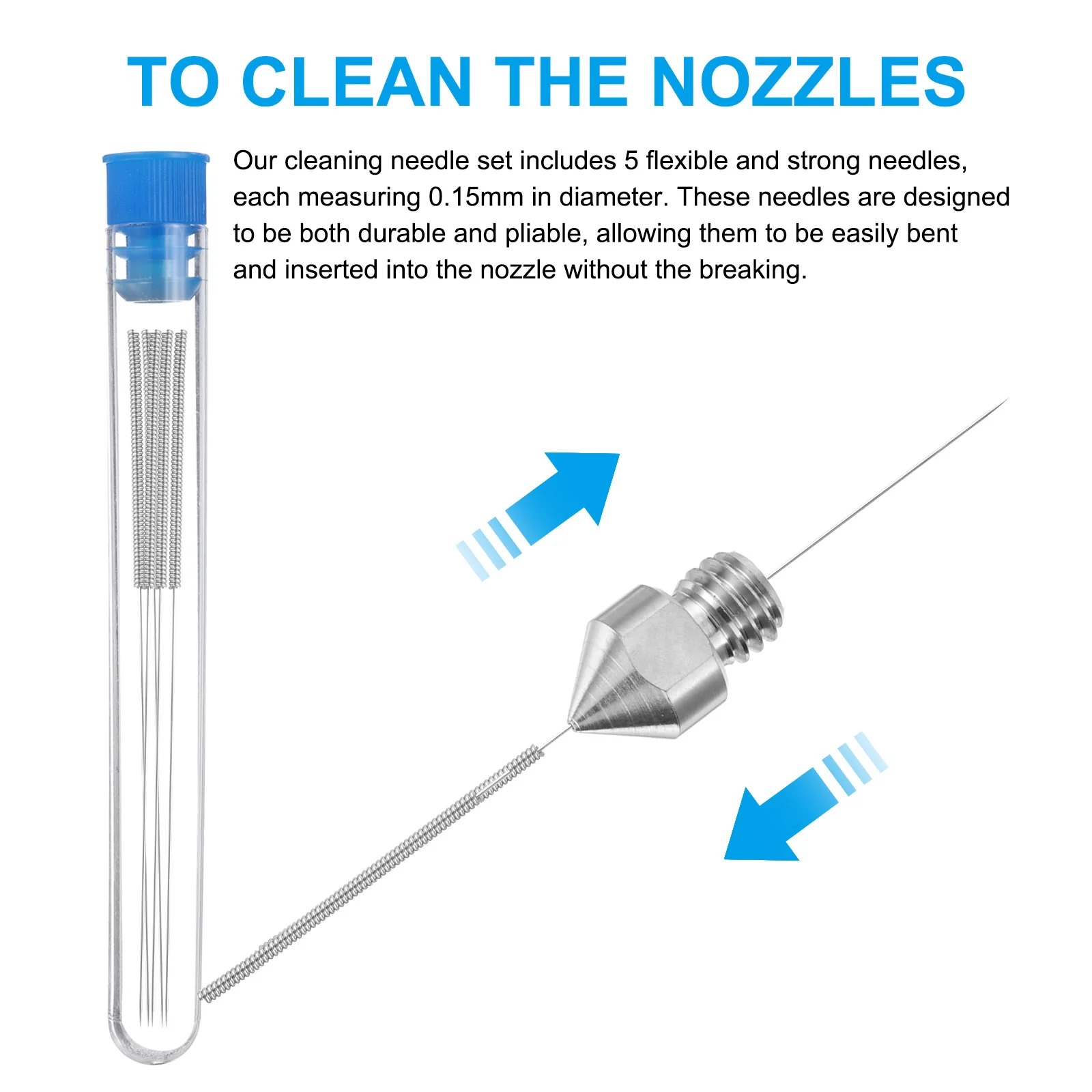 Uxcell 3D Nozzles Kit, TC4 Titanium Alloy Nozzles 0.3mm, Nozzle Cleaning Needles - Image 4