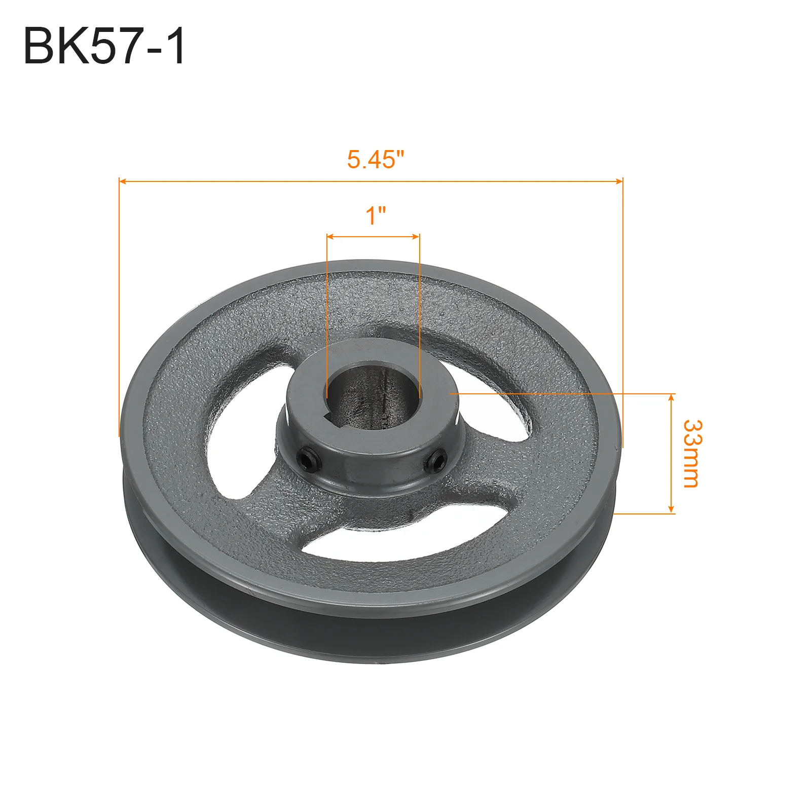 Uxcell BK57-1 V-Belt Sheave 1"Bore 5.45"OD Single Groove for 3L or B Belt - Image 2