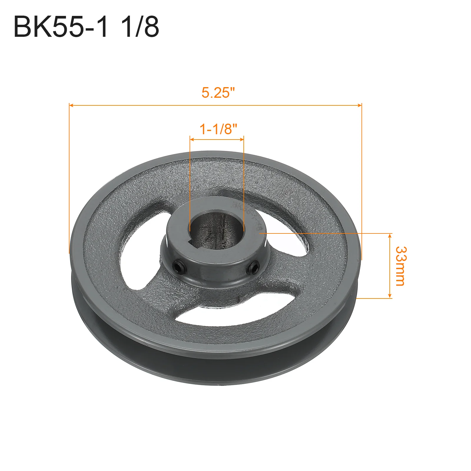 Uxcell BK55-1 1/8 V-Belt Sheave 1-1/8"Bore 5.25"OD Single Groove for 3L or B Belt - Image 2