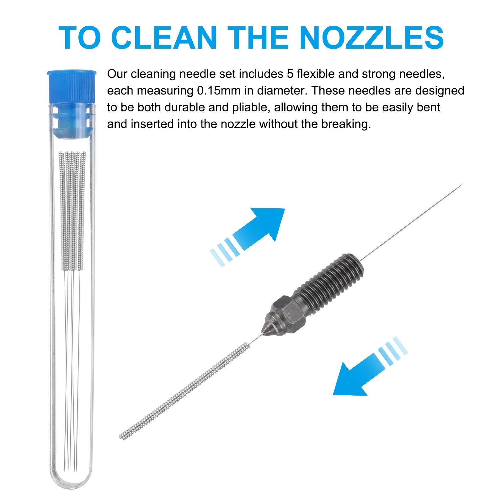 Uxcell 3D Nozzles Kit, 2pcs k1 Hardened Steel Nozzles 0.2mm, Nozzle Cleaning Needles - Image 4