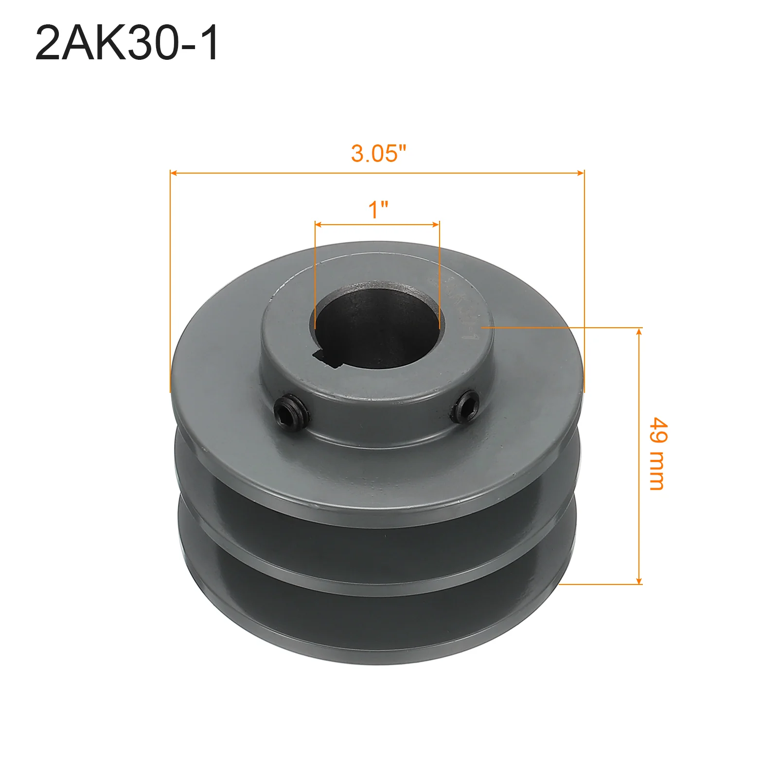 Uxcell 2AK30-1 V-Belt Sheave 1"Bore 3.05"OD Double Groove - Image 2