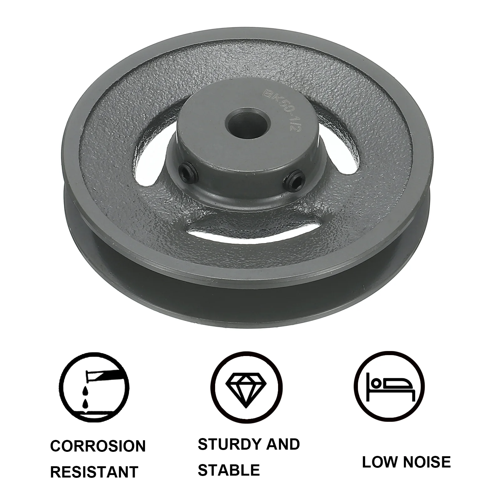 Uxcell BK50-1/2 V-Belt Sheave 1/2"Bore 4.75"OD Single Groove for 3L or B Belt - Image 4