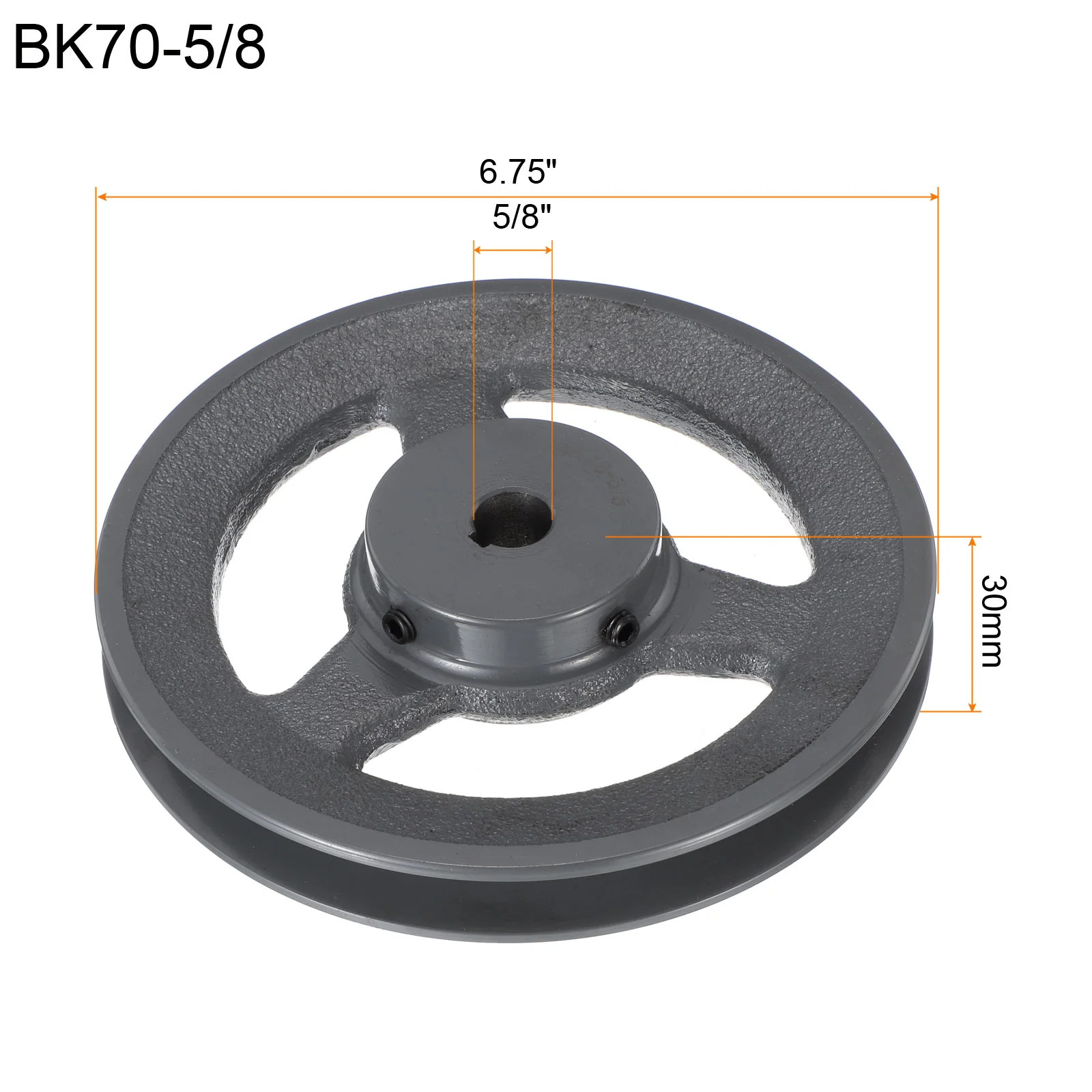Uxcell BK70-5/8 V-Belt Sheave 5/8"Bore 6.75"OD Single Groove - Image 2