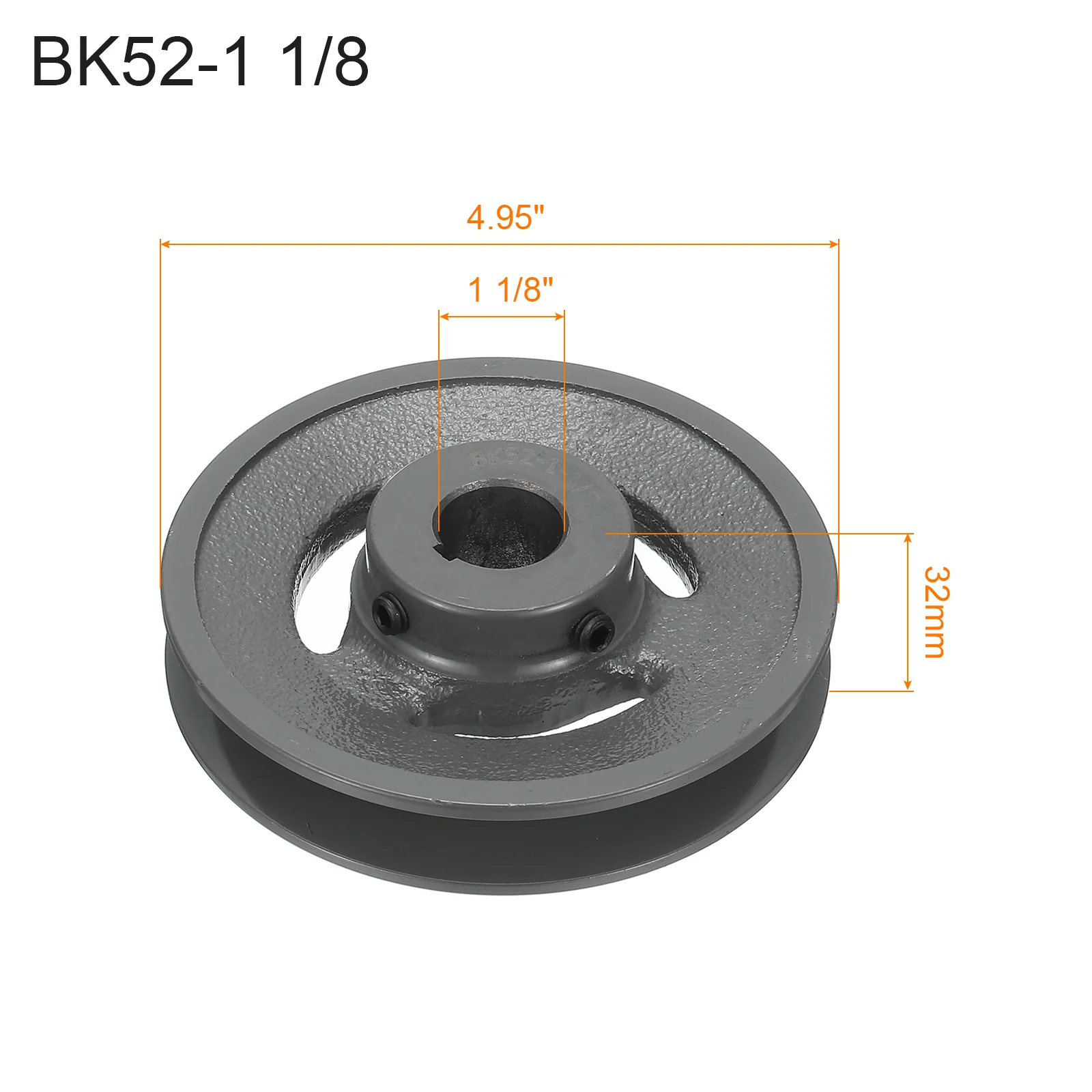 Uxcell BK52-1 1/8 V-Belt Sheave 1 1/8"Bore 4.95"OD Single Groove - Image 2