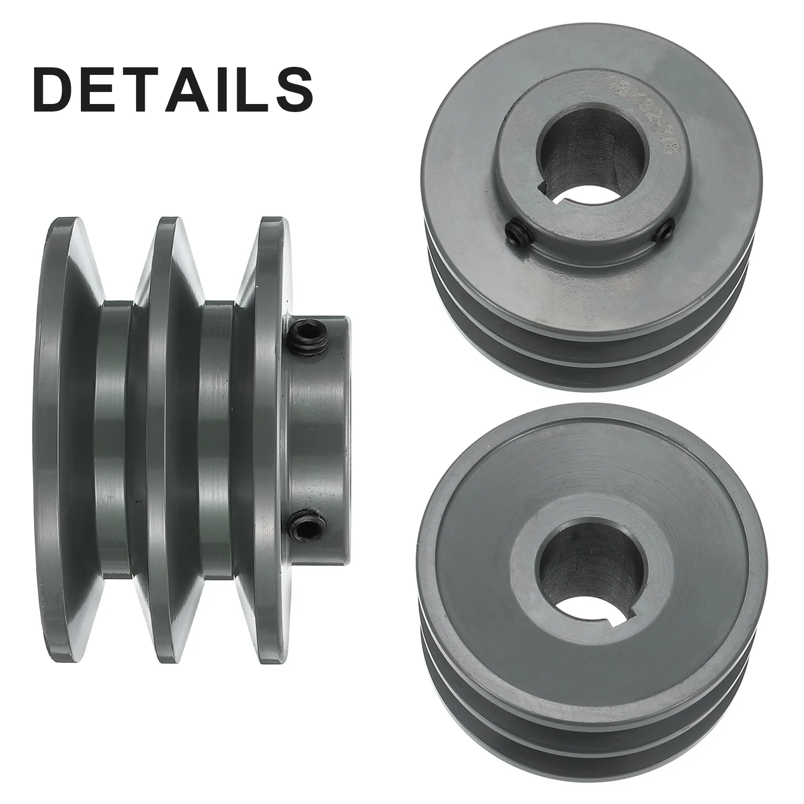 Uxcell 2BK32-7/8 V-Belt Sheave 7/8"Bore 3.35"OD Double Groove for 3L or B Belt - Image 3