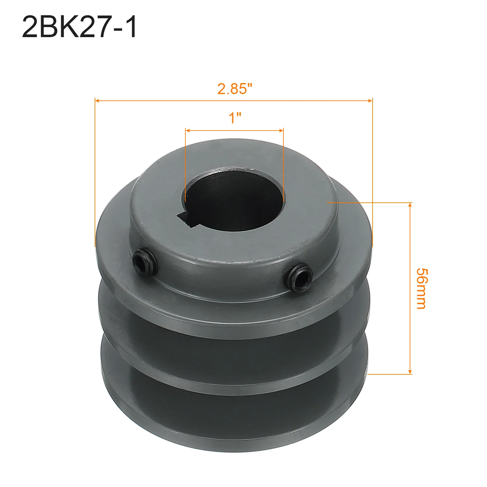 Uxcell 2BK27-1 V-Belt Sheave 1"Bore 2.85"OD Double Groove Web Sheave - Image 2