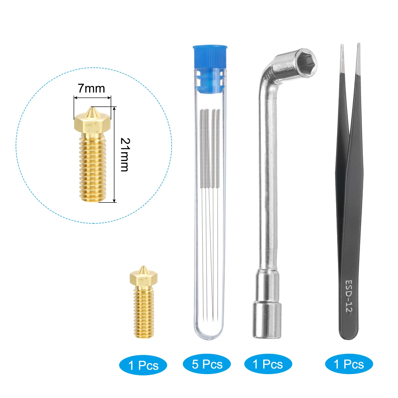 Uxcell 3D Nozzles Kit, Brass Nozzles 0.4mm, Nozzle Cleaning Needles - Image 3