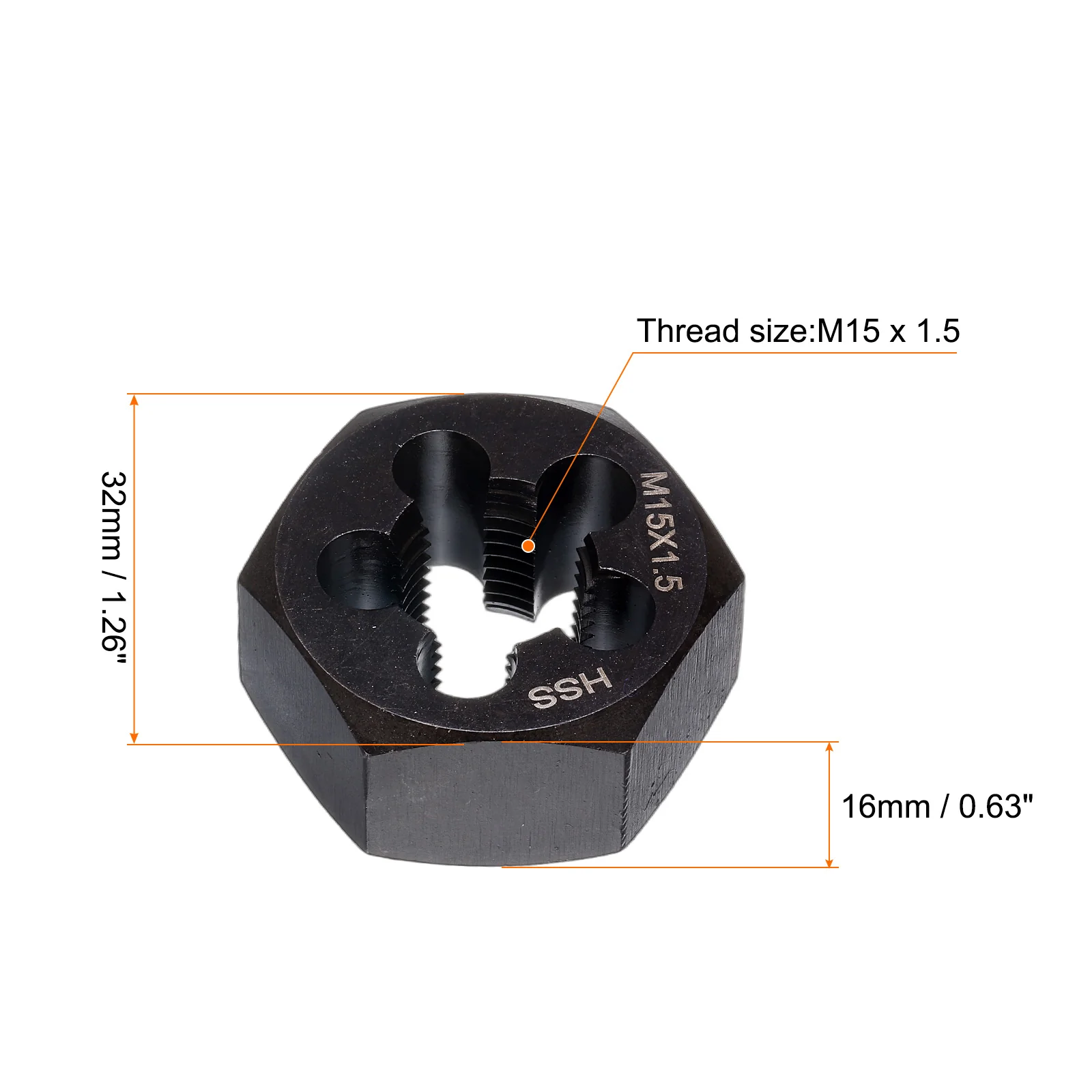 Hex Threading Die M15 x 1.5 Metric Thread Right Hand Screw Cutting Fixed Dies - Image 2