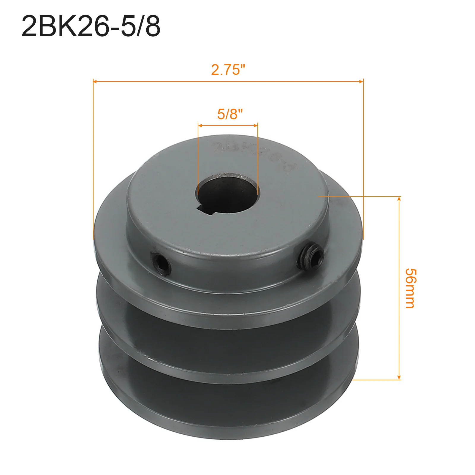 Uxcell 2BK26-5/8 V-Belt Sheave 5/8"Bore 2.75"OD Double Groove Web Sheave - Image 2