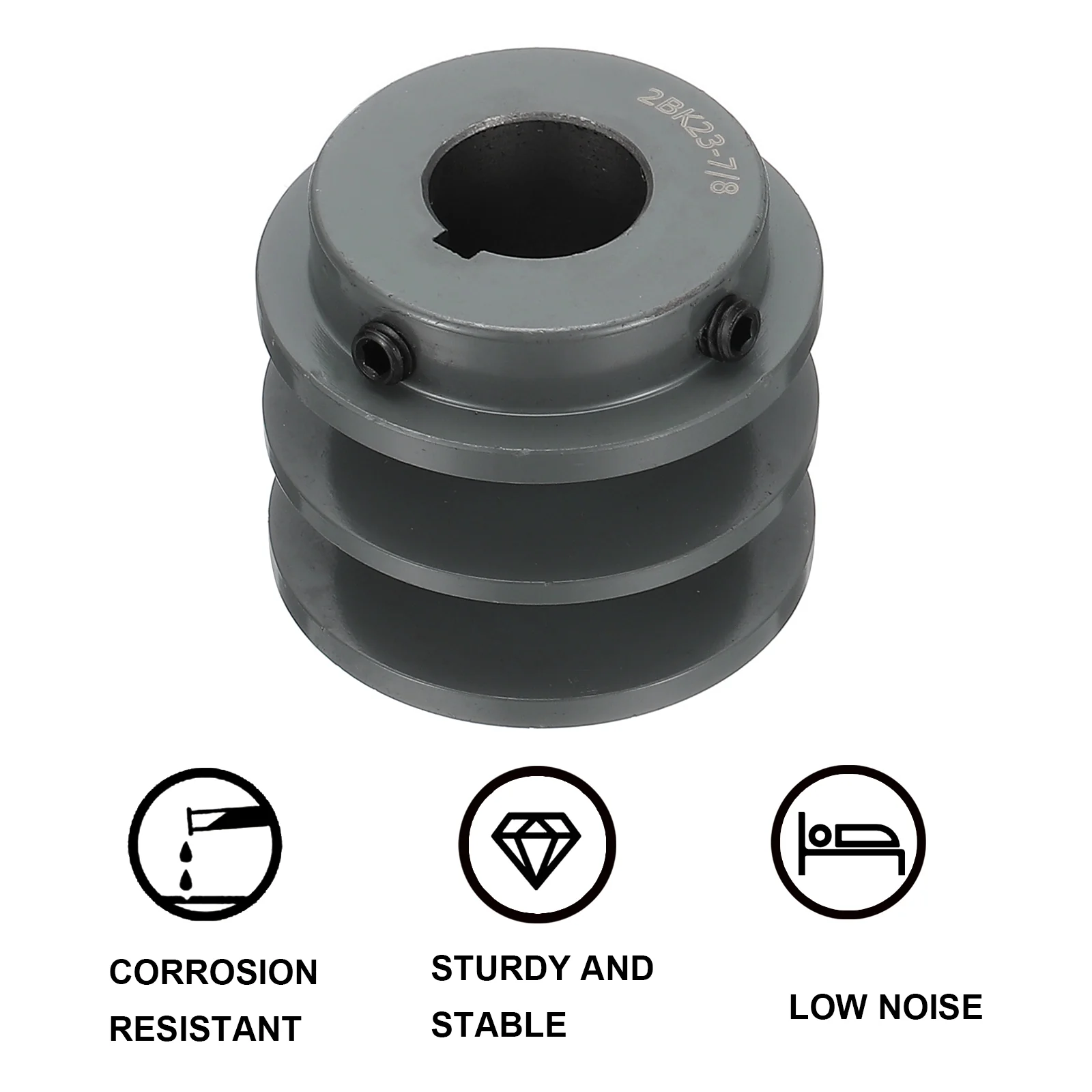 Uxcell 2BK23-7/8 V-Belt Sheave 7/8"Bore 2.45"OD Double Groove Web Sheave - Image 4