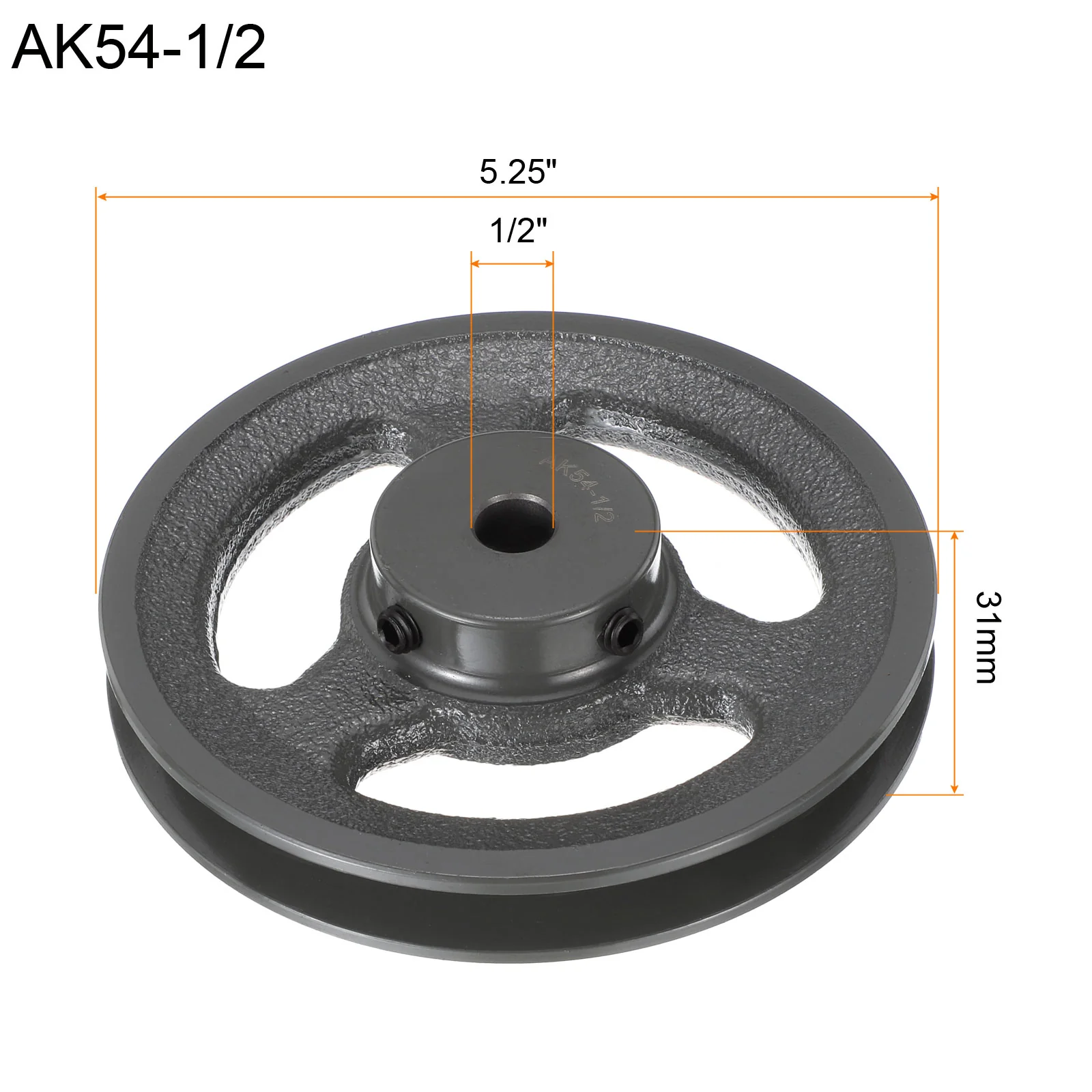 Uxcell AK54-1/2 V-Belt Sheave 1/2"Bore 5.25"OD Single Groove - Image 2