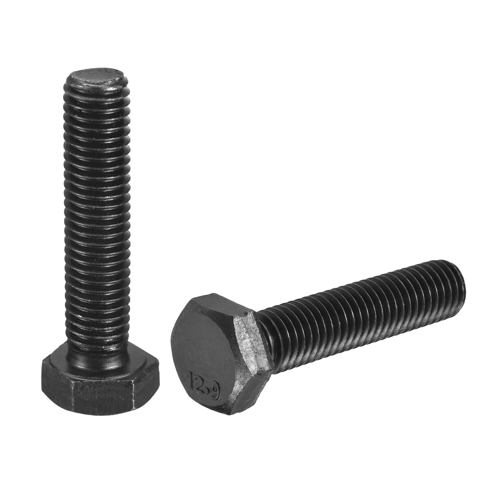 Uxcell 2Pcs M10-1.5 x 45mm Left Hand Hex Head Bolt, Black Oxide Carbon Steel Reverse