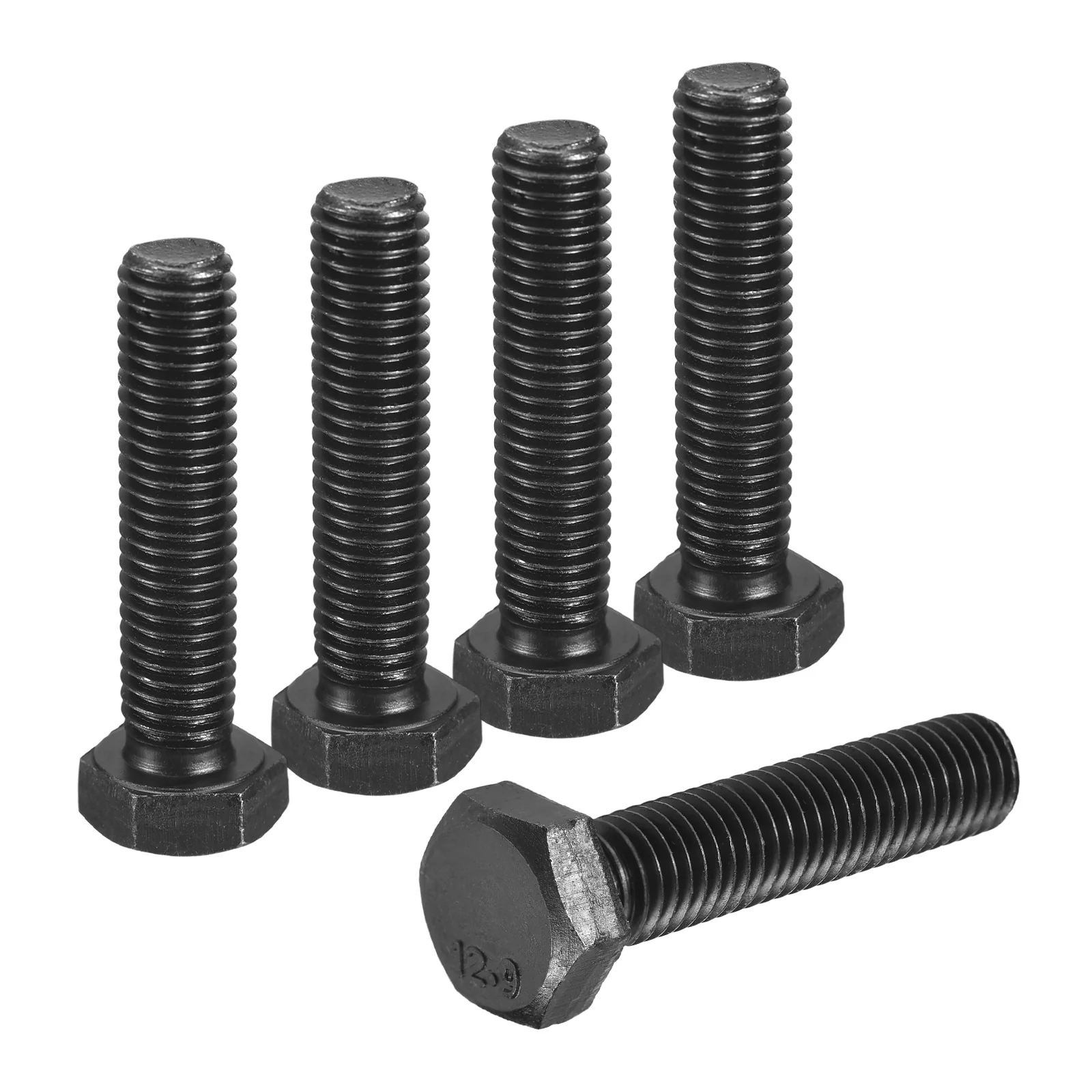 Uxcell 5Pcs M10-1.5 x 45mm Left Hand Hex Head Bolt, Black Oxide Carbon Steel Reverse