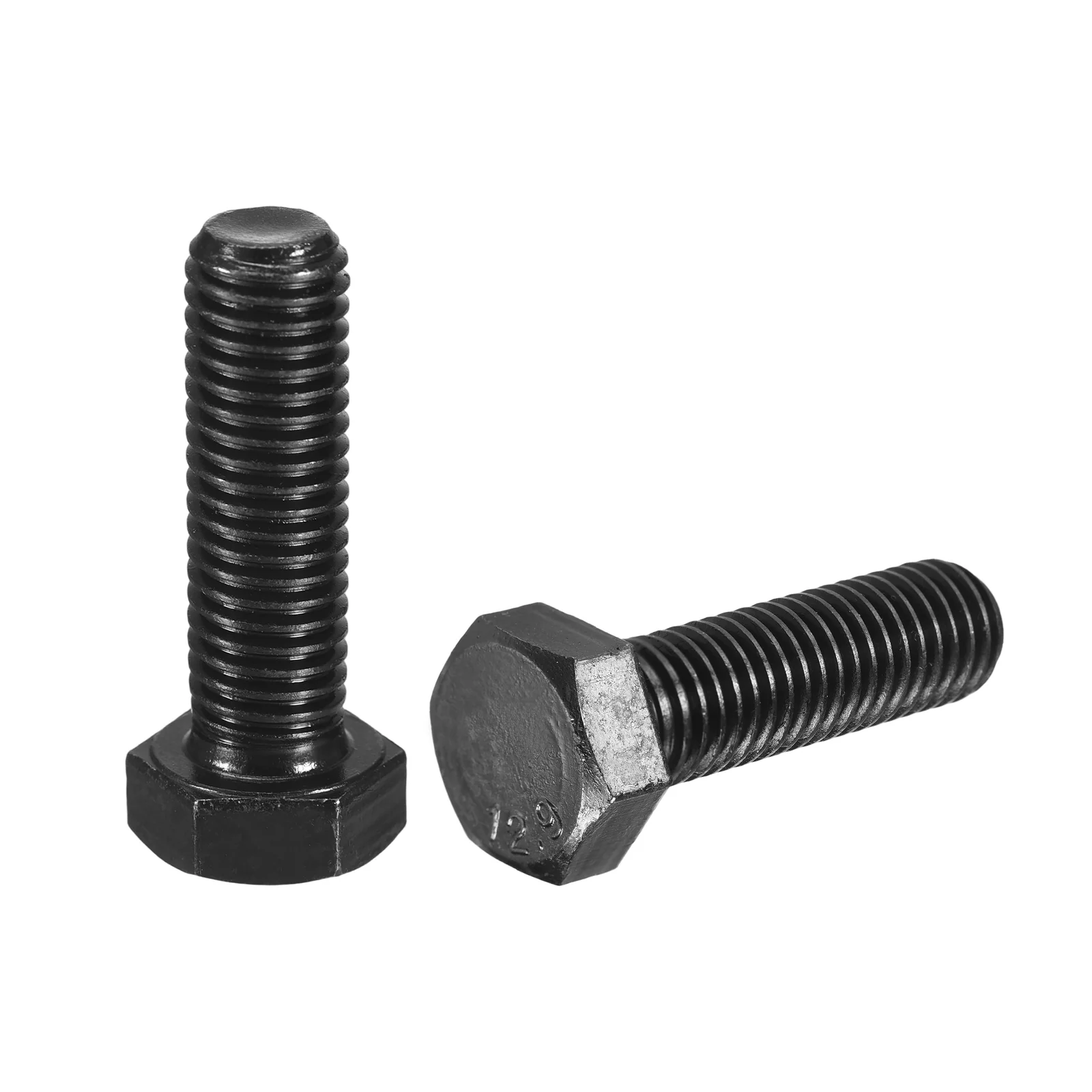 Uxcell 2Pcs M12-1.75 x 40mm Left Hand Hex Head Bolt, Black Oxide Carbon Steel Reverse