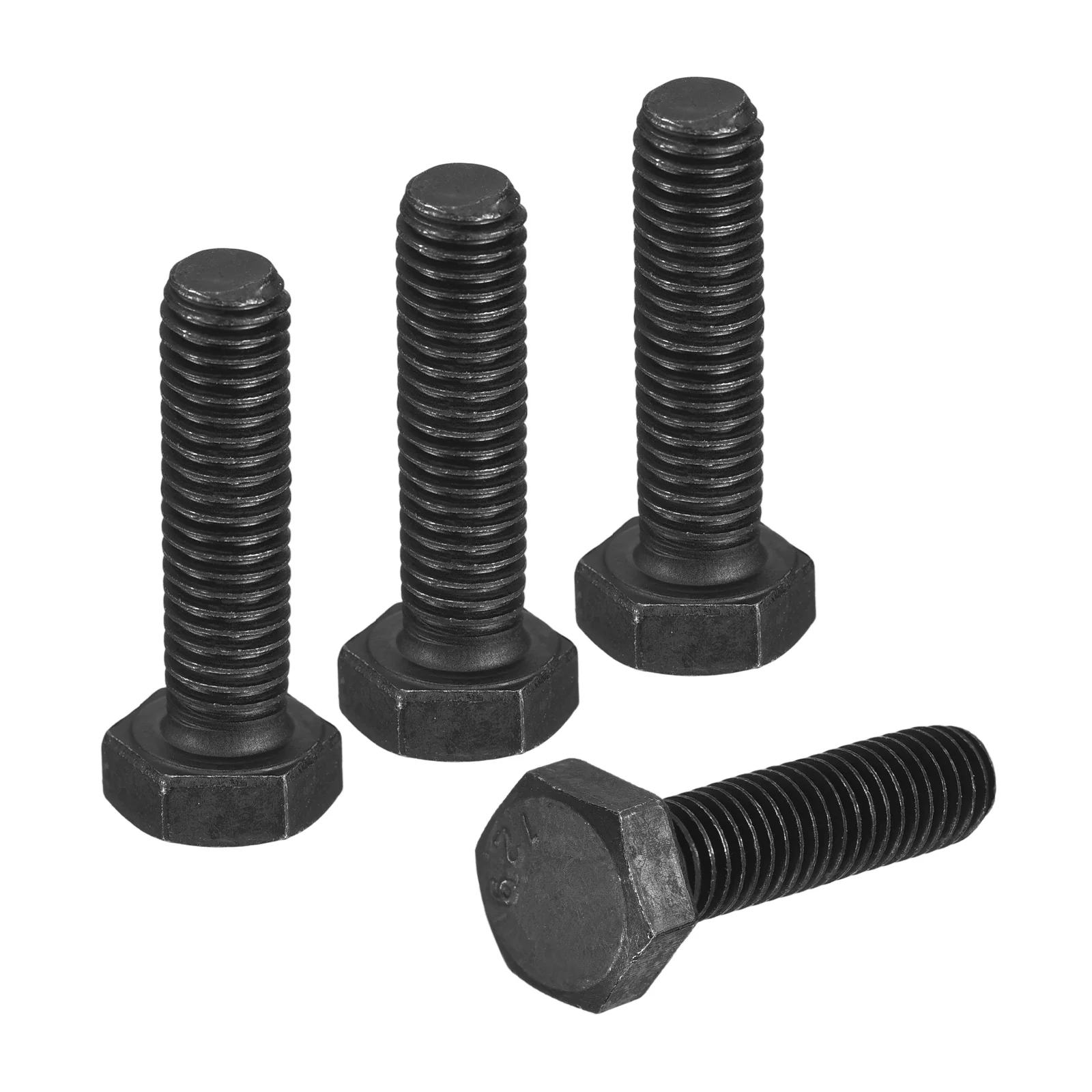 Uxcell 4Pcs M8-1.25 x 30mm Left Hand Hex Head Bolt, Black Oxide Carbon Steel Reverse