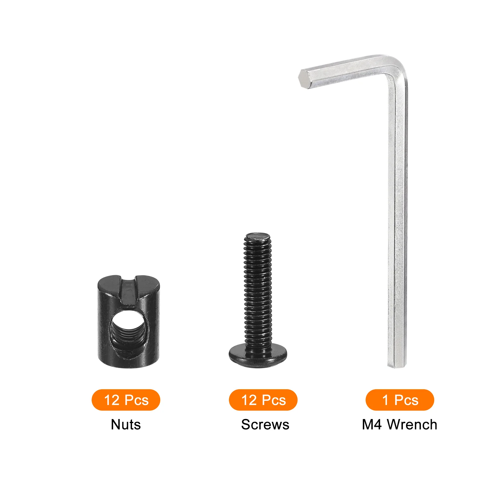 Uxcell 12Pcs Hex Socket Head Screws Bolts Barrel Nuts, M6 x 35mm Socket Furniture Bed Bolt Barrel Nuts with Wrench for Chairs Cots, Black - Image 3