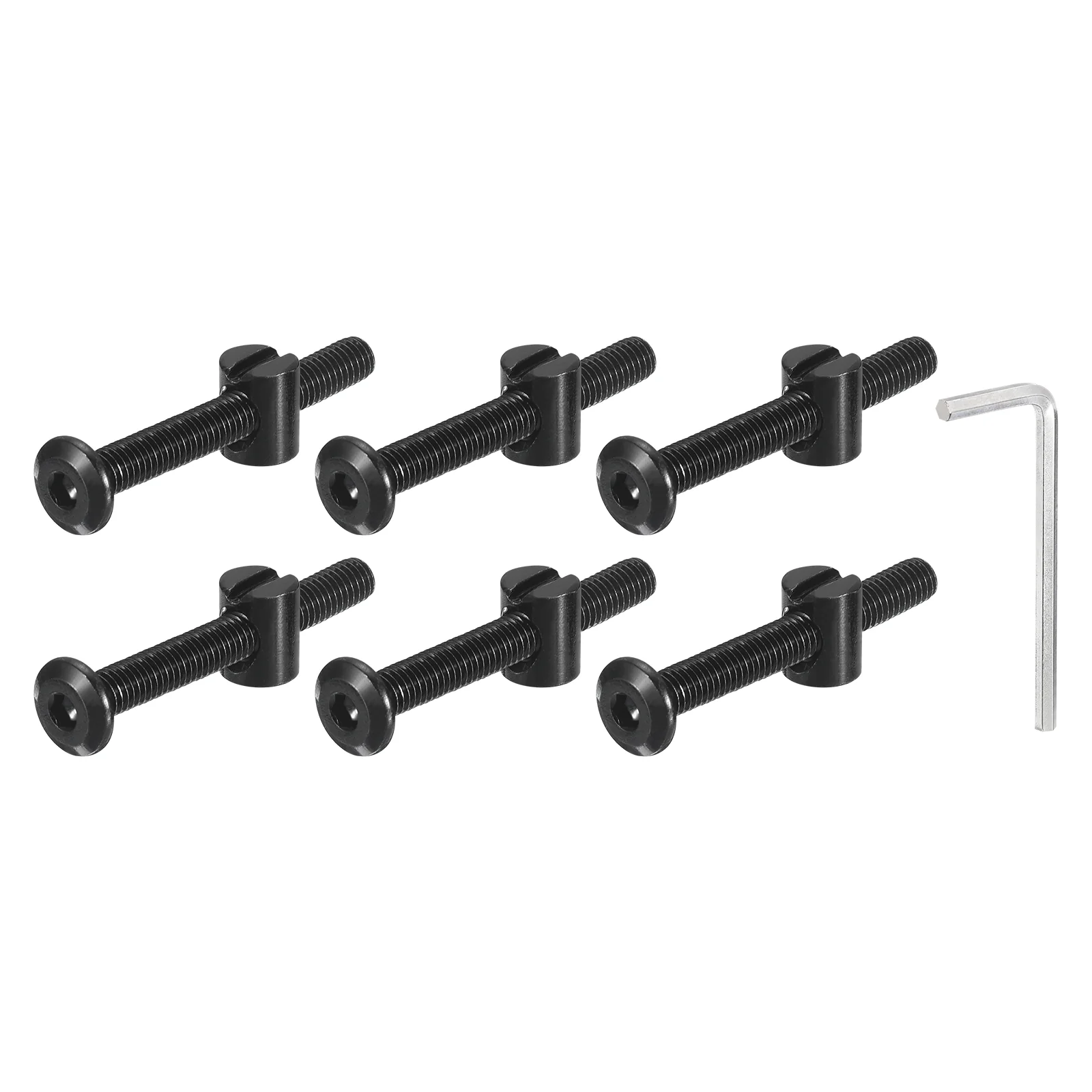 Uxcell 10Pcs Hex Socket Head Screws Bolts Barrel Nuts, M6 x 55mm Socket Furniture Bed Bolt Barrel Nuts with Wrench for Chairs Cots, Black