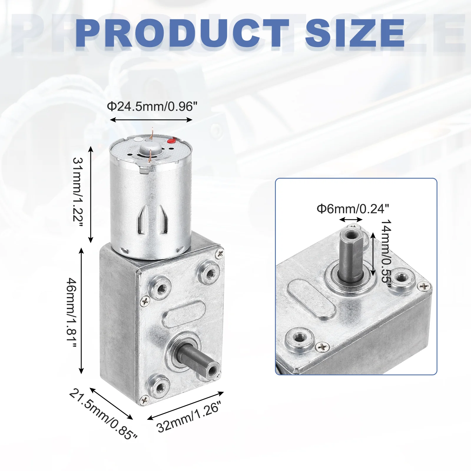 DC6V Worm Gear Motor, 6RPM 14mm Double Shaft Self-Locking Speed Reduction - Image 2