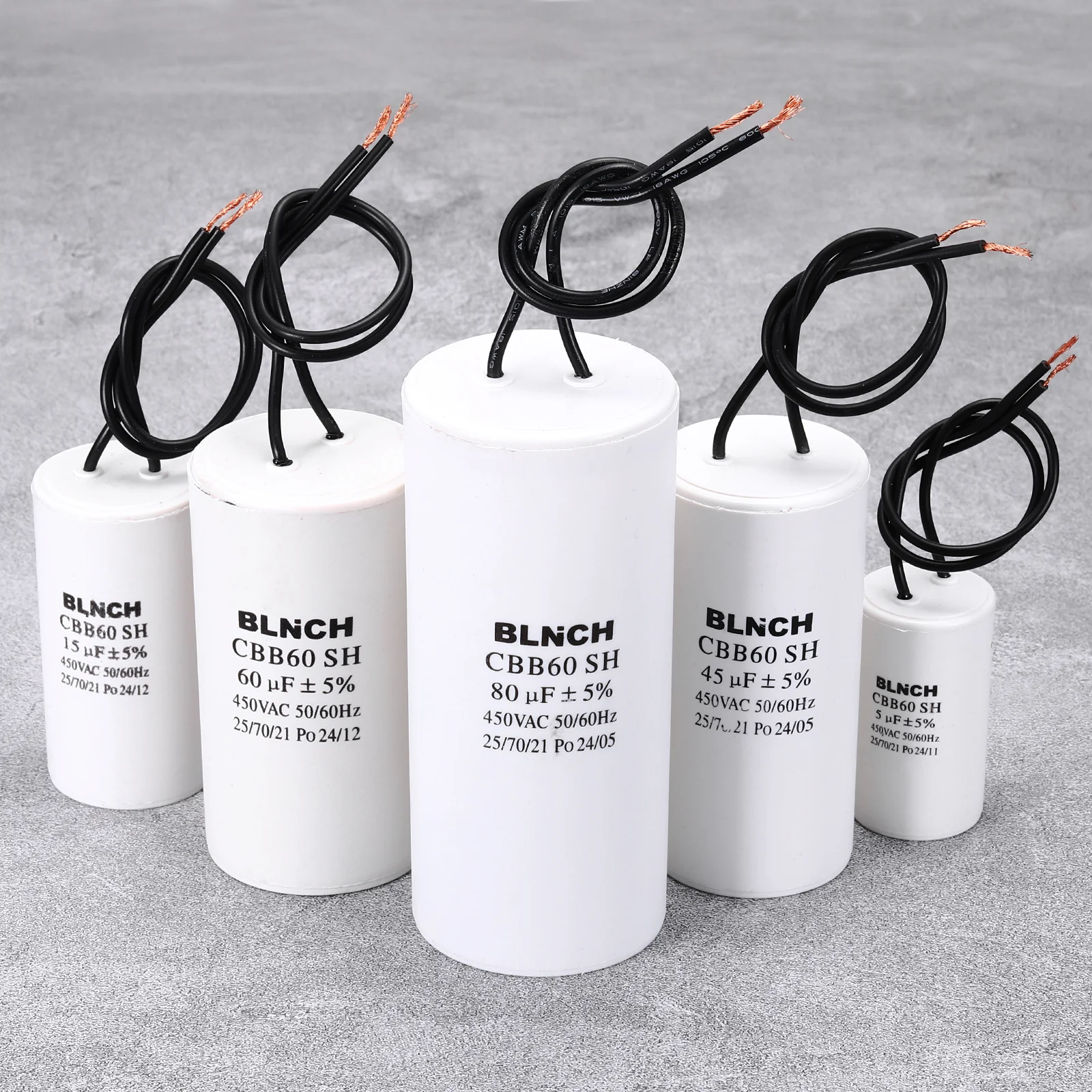 CBB60 Capacitor, 5uF 450V 2 Wire Electric Motor Run Starting Capacitor - Image 4