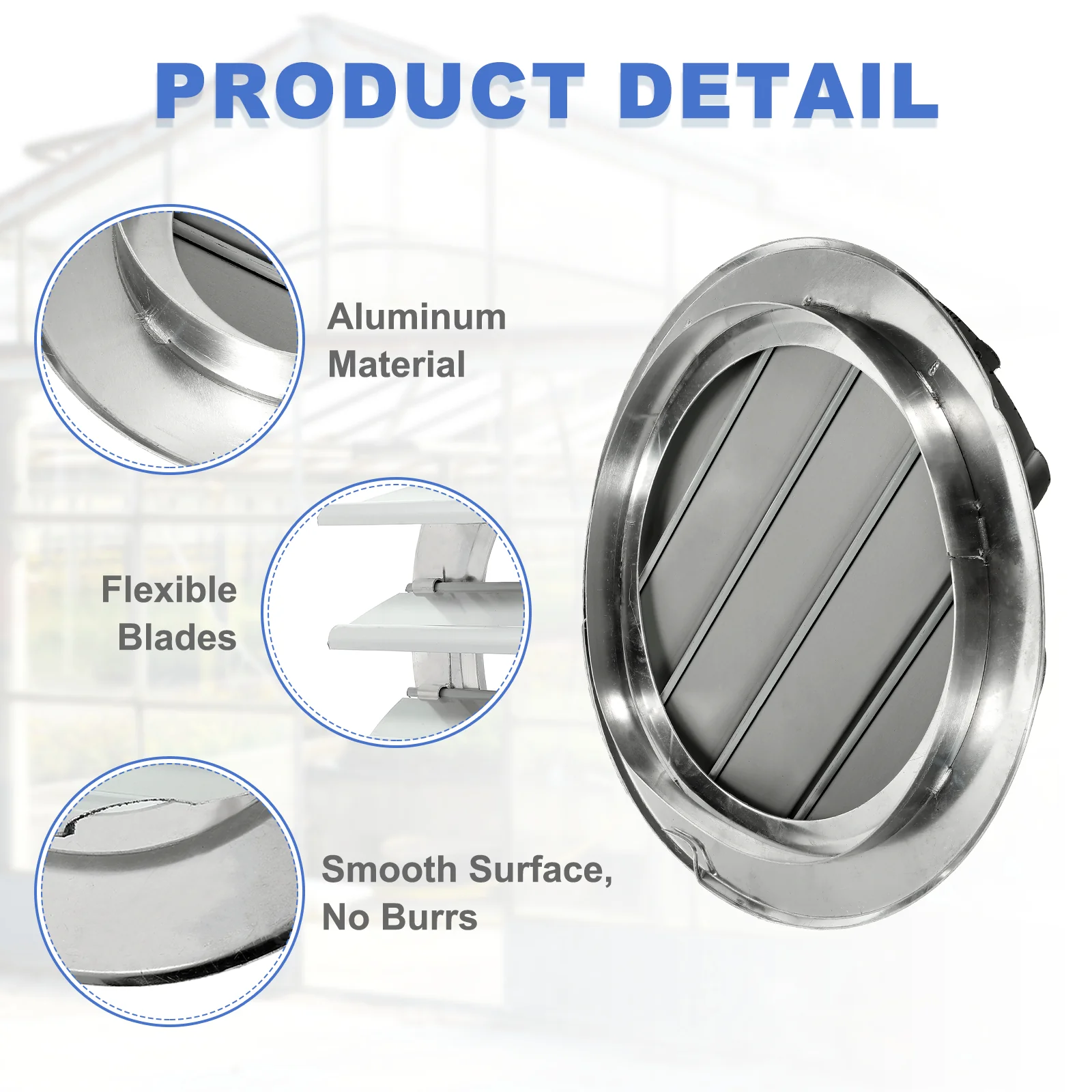 10 Inch Aluminum Vent Cover, Shutter Exhaust Fan Louvered Vent, White - Image 3