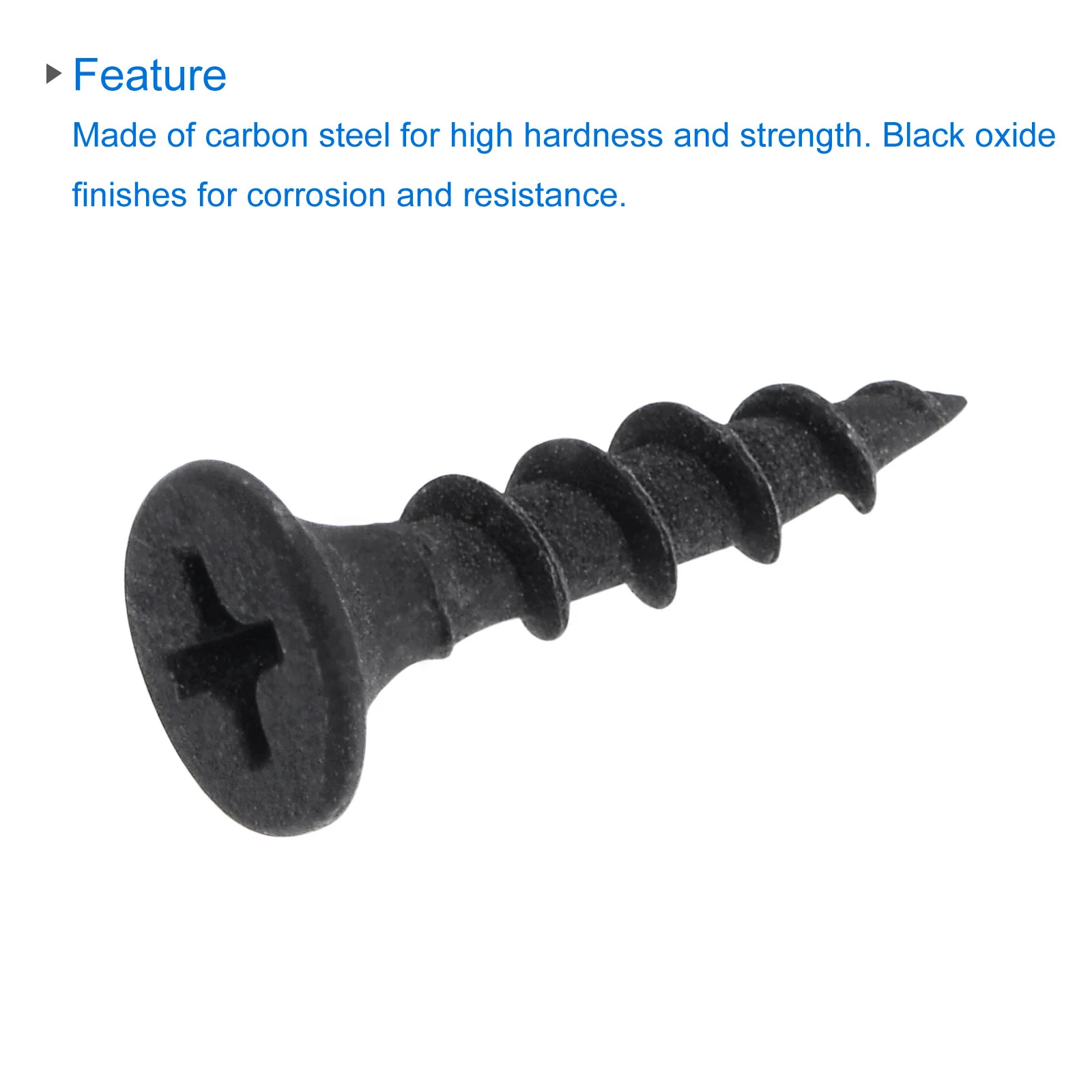Uxcell #8 x 25/32-Inch Wood Screws Carbon Steel Phillips Self Tapping Black 50pcs - Image 4