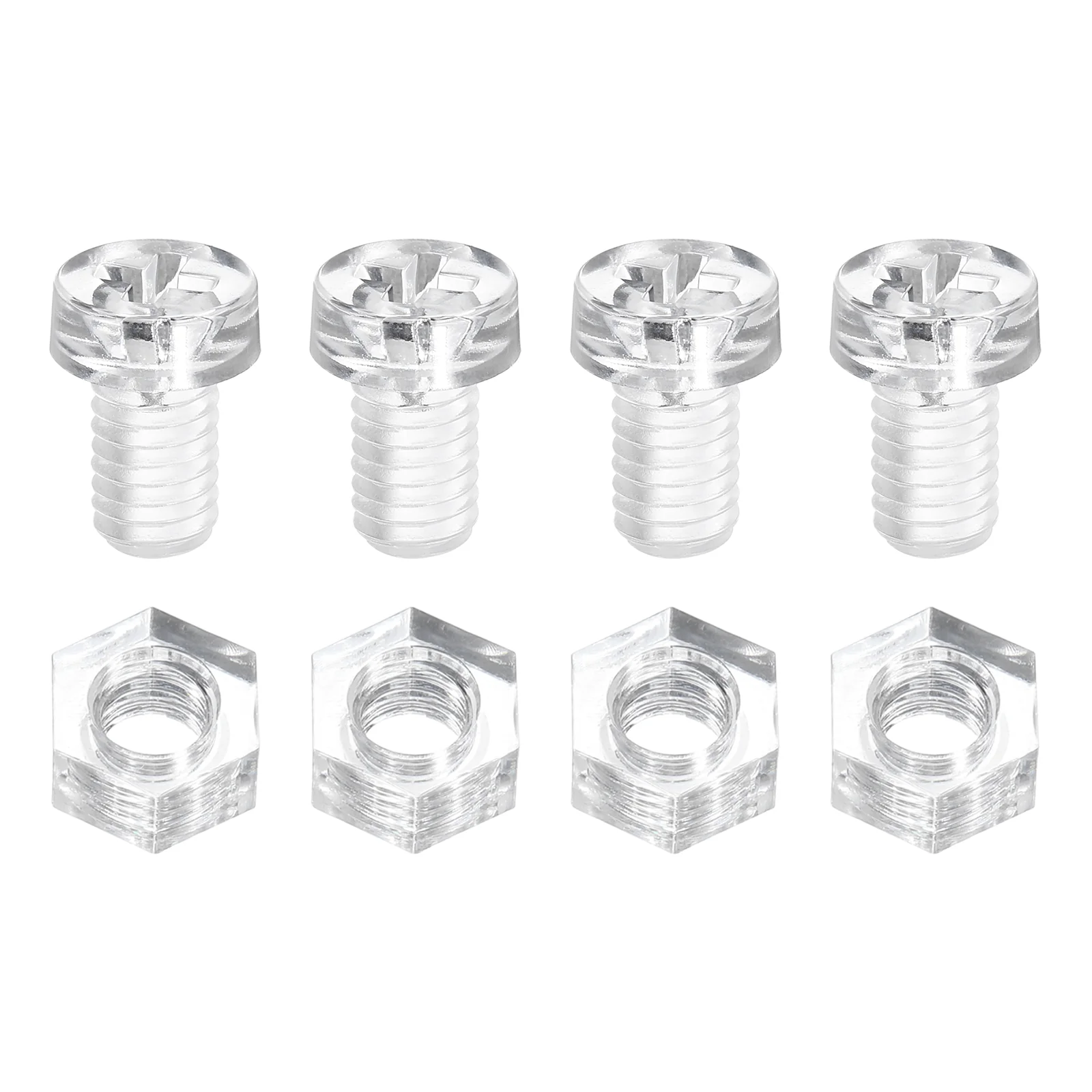Uxcell 100Sets Clear Acrylic Screws and Nuts Kit, M6x10mm Phillips Bolts with Nuts