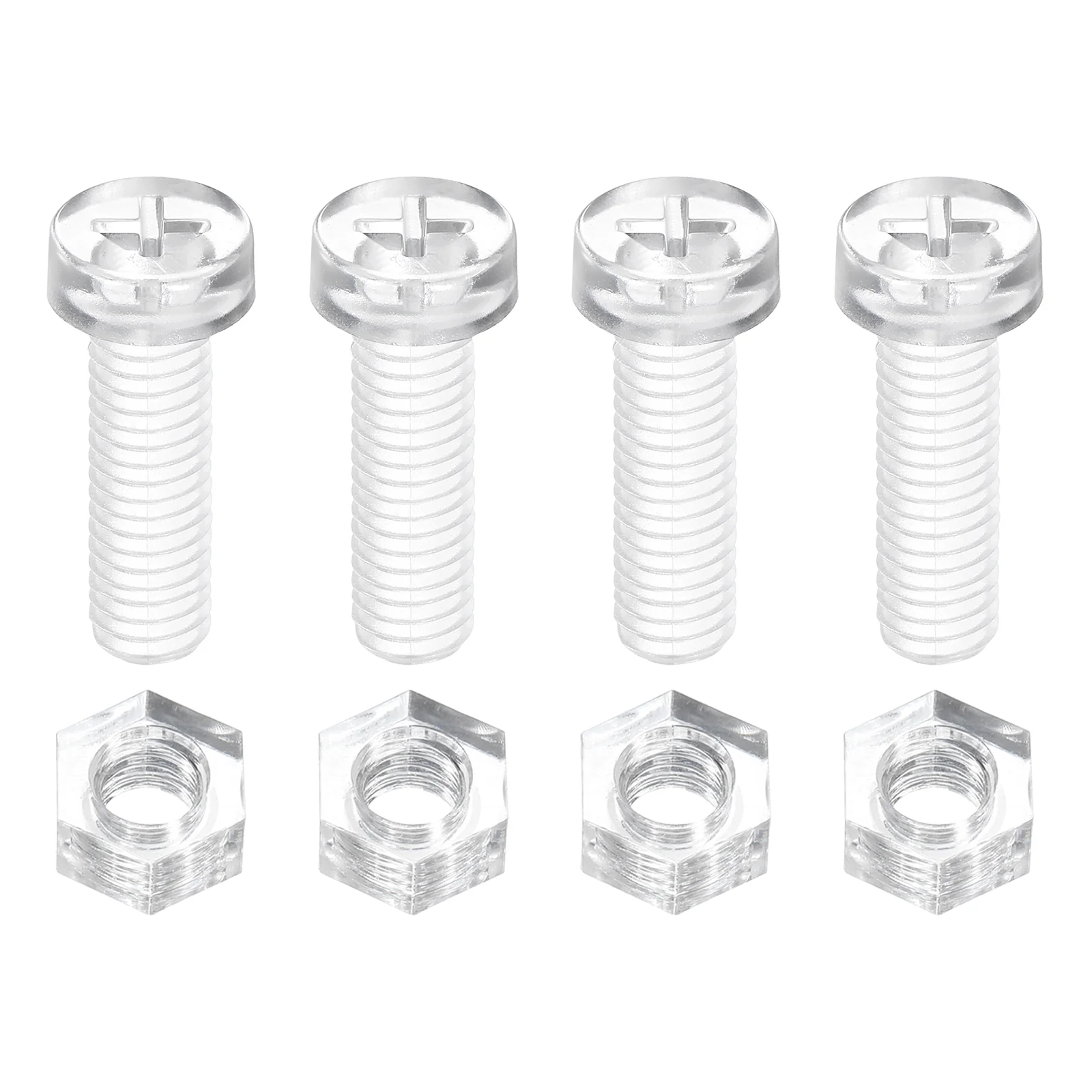 Uxcell 100Sets Clear Acrylic Screws and Nuts Kit, M6x20mm Phillips Bolts with Nuts