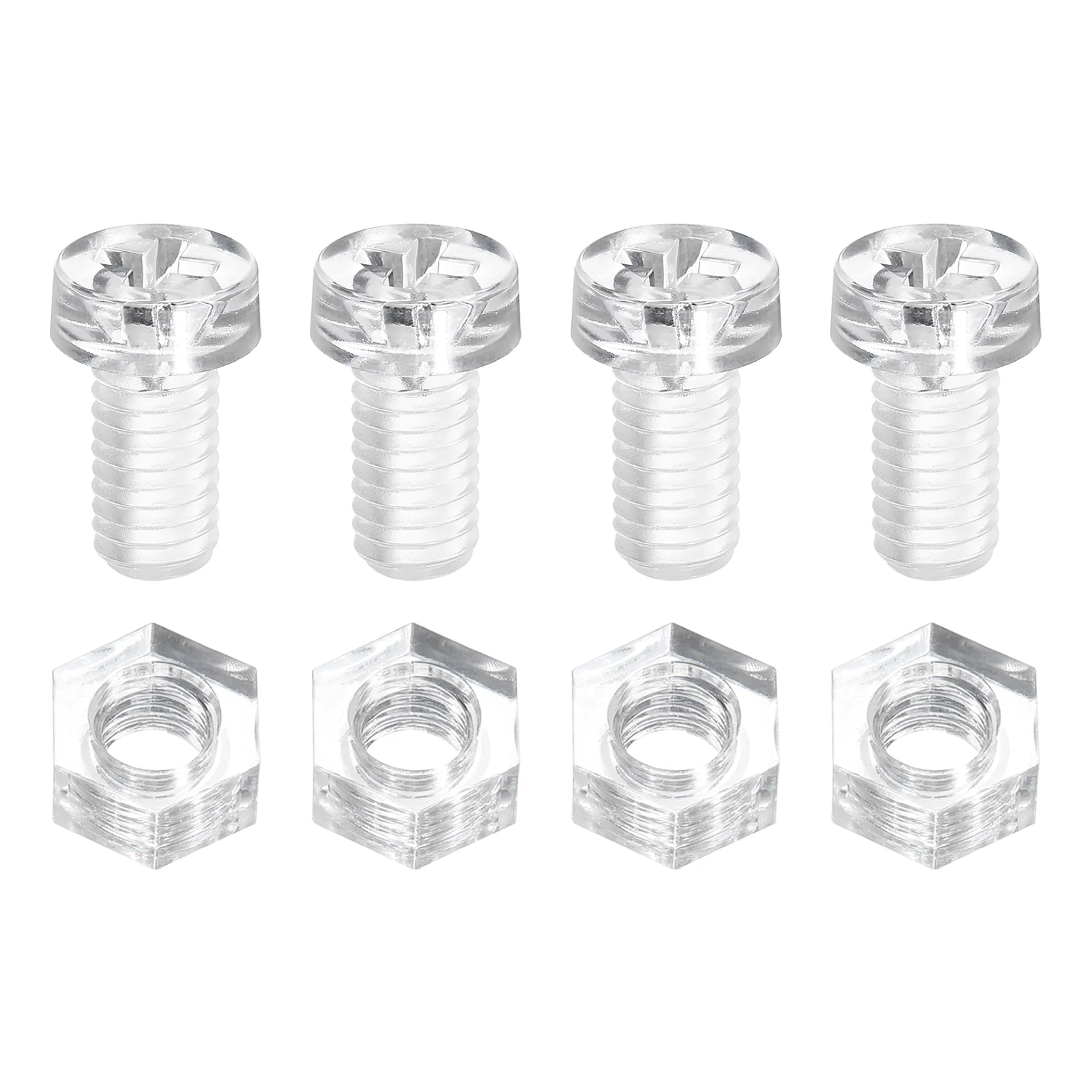 Uxcell 50Sets Clear Acrylic Screws and Nuts Kit, M6x12mm Phillips Bolts with Nuts