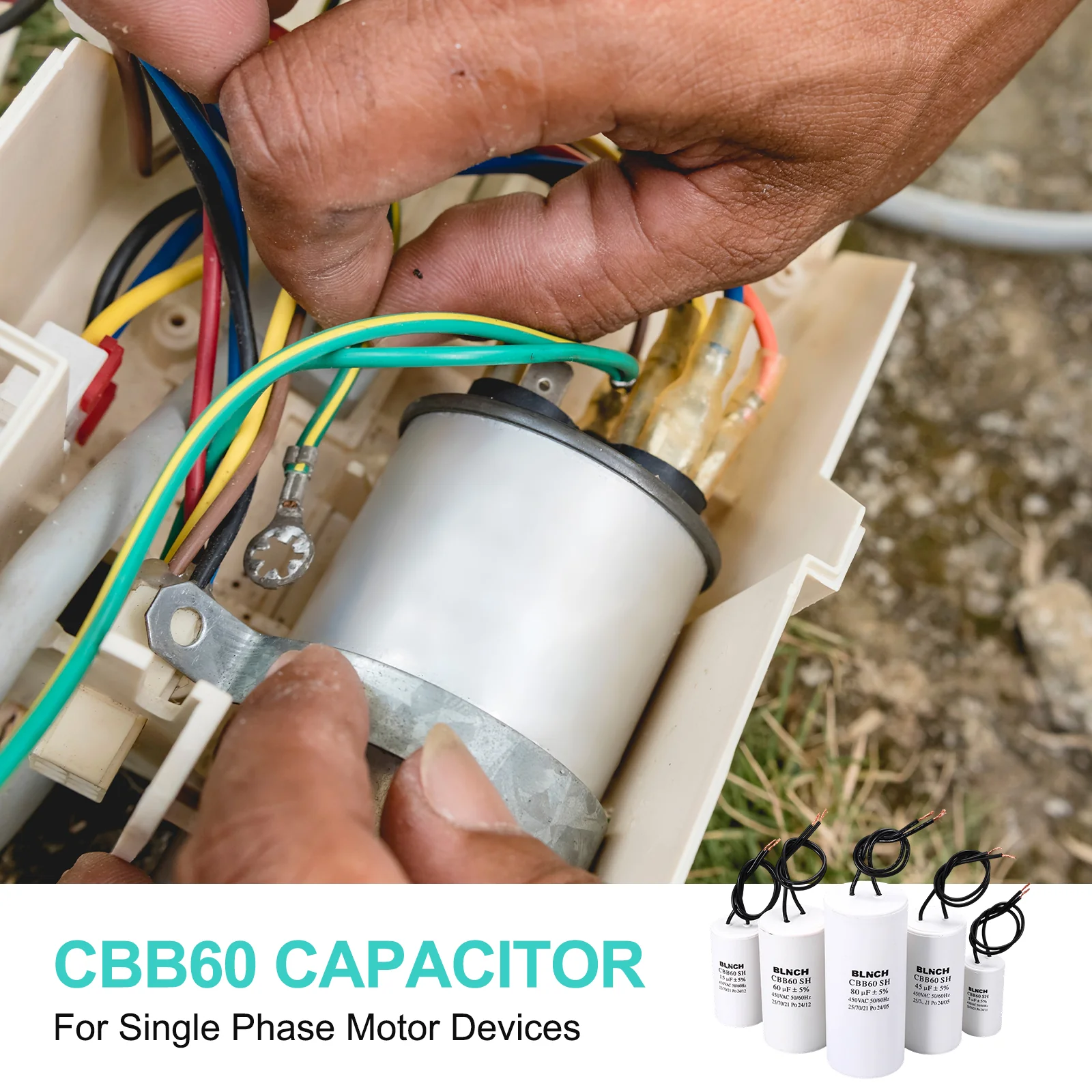 2 Pcs CBB60 Capacitor, 90uF 450V 2 Wire Electric Motor Run Starting Capacitor - Image 5