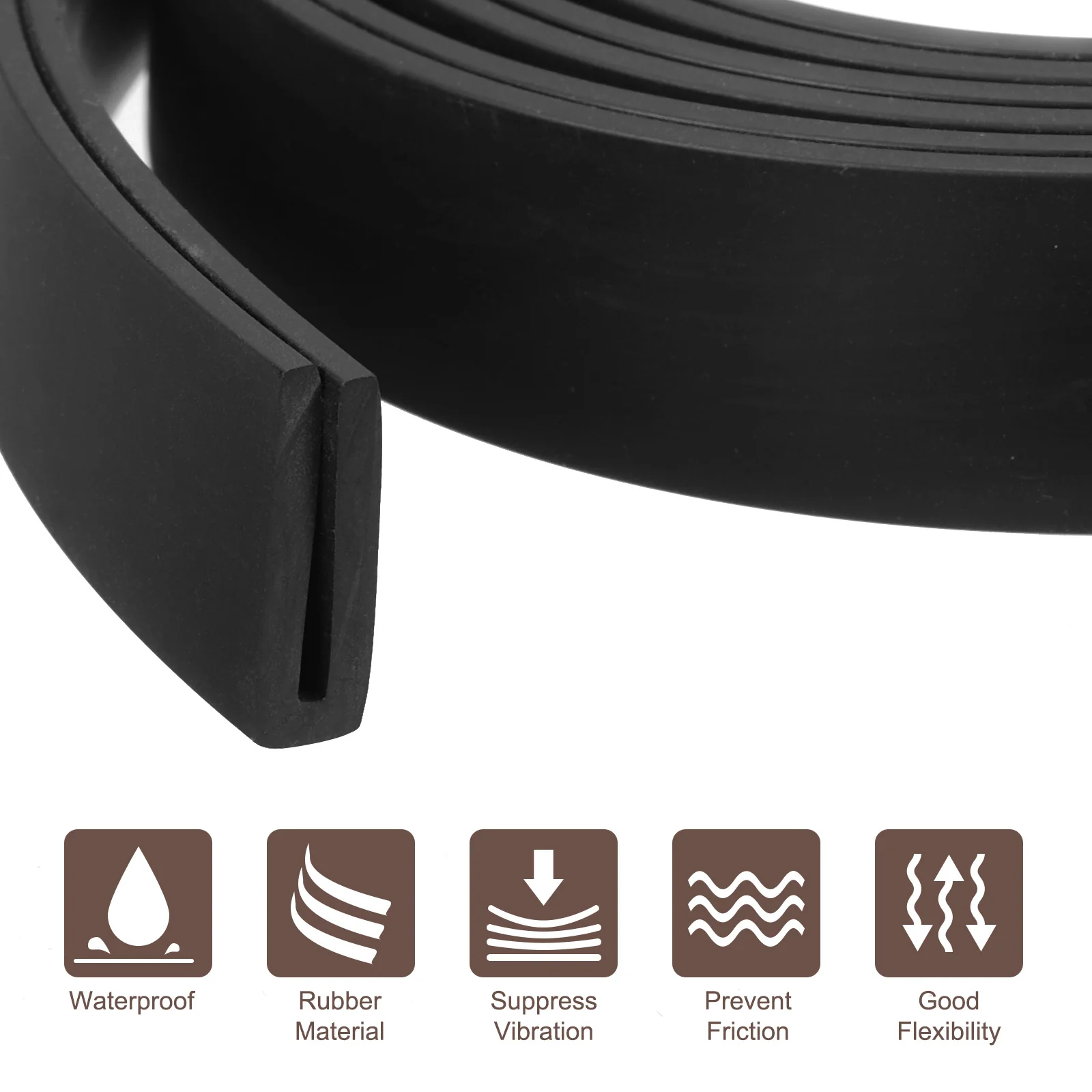 Uxcell 5/32" x 11/16"x 19.7ft Rubber U Channel Edge Trim Flat Type Fit for 1mm Edge - Image 6