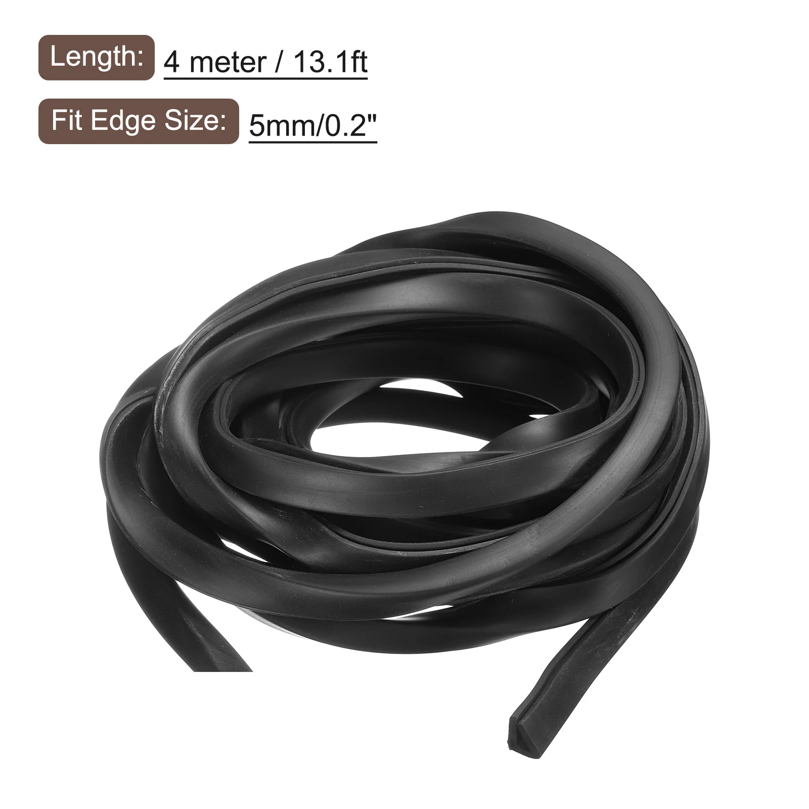 Uxcell 23/64" x 7/16"x 13.1ft Rubber U Channel Edge Trim Flat Type Fit for 5mm Edge - Image 2